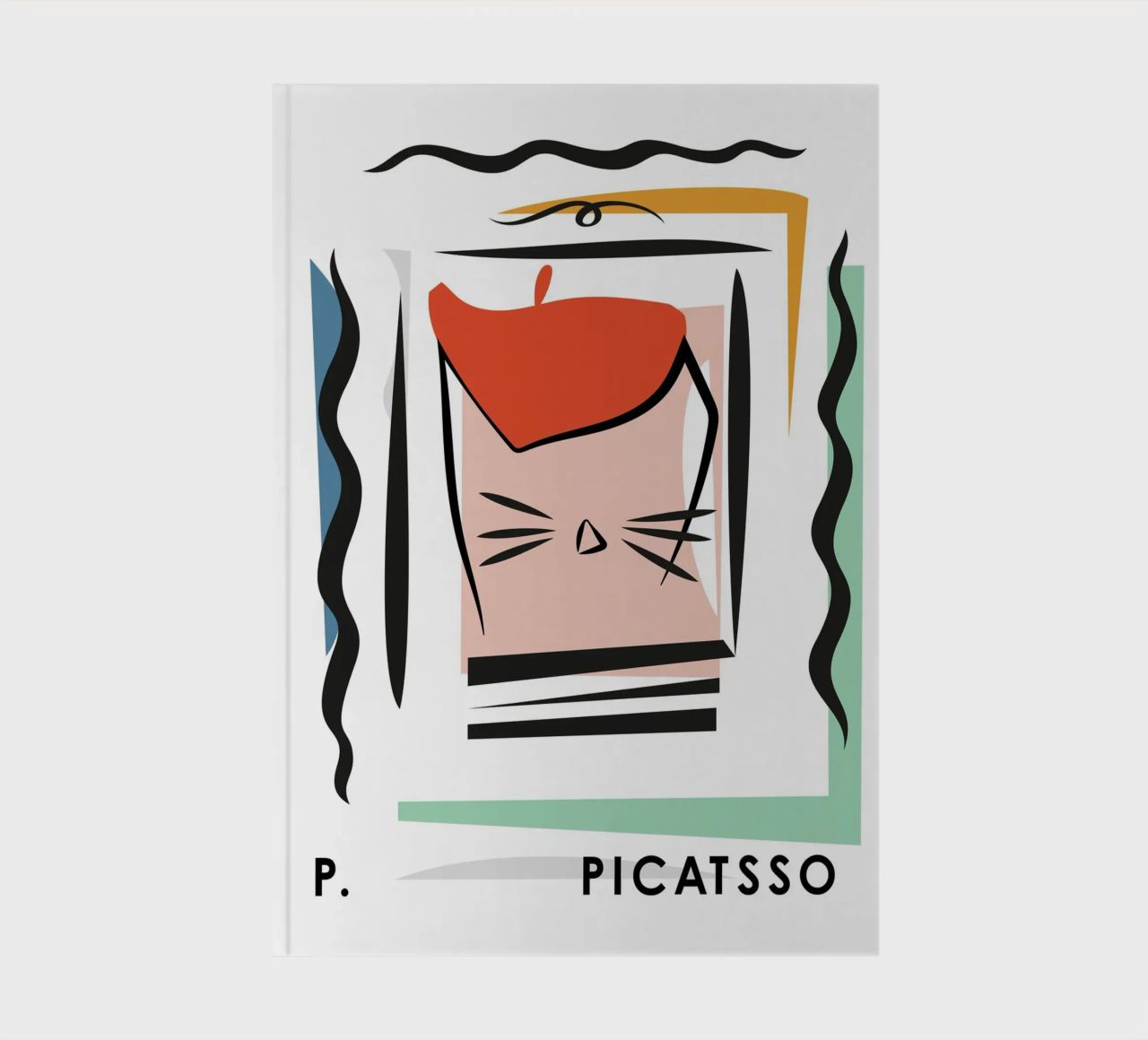 Cat Art, Picasso Picatsso, Abstract notebook by Peaches Art Prints