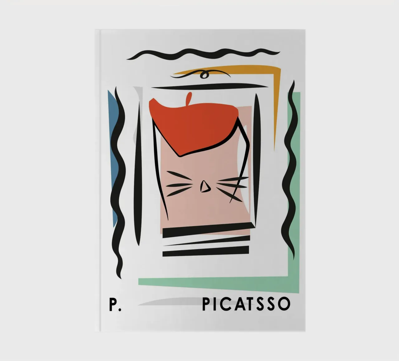 Katzenkunst, Picasso Picatsso, Abstrakt Notizbuch von Peaches Art Prints