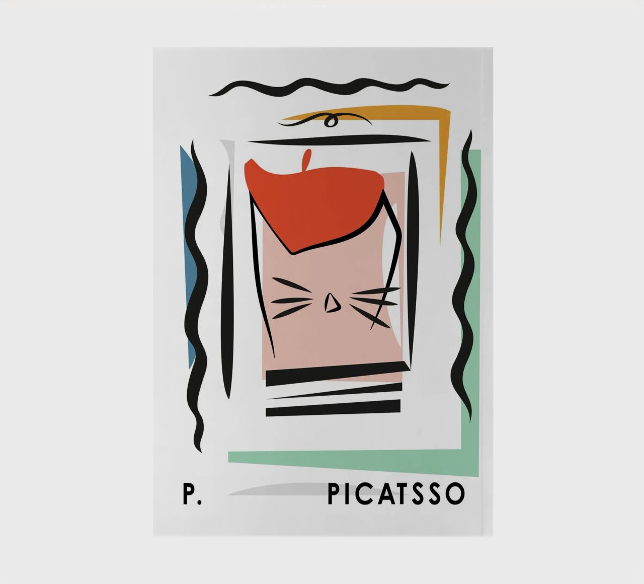 Cat Art, Picasso Picatsso, Abstract notebook by Peaches Art Prints