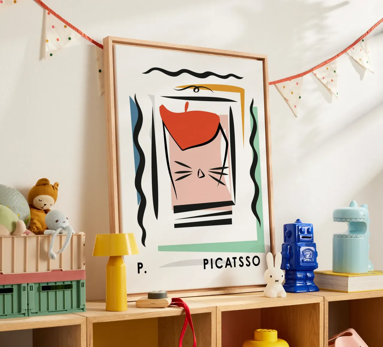 Cat Art, Picasso Picatsso, Abstract canvas by Peaches Art Prints