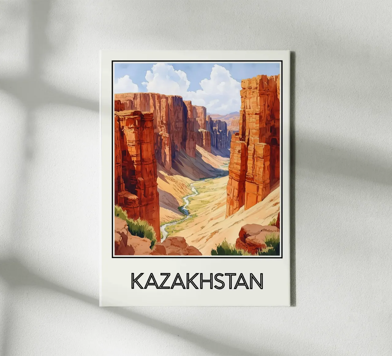 Kazachstan canvas met Baklijst van Frame the World