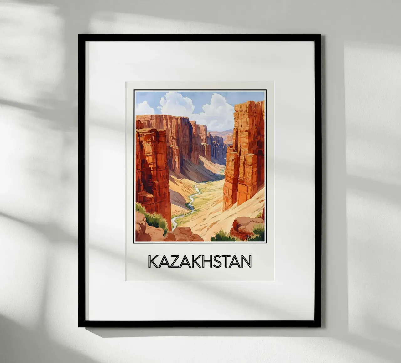Kazakistan poster con telaio in legno da Frame the World