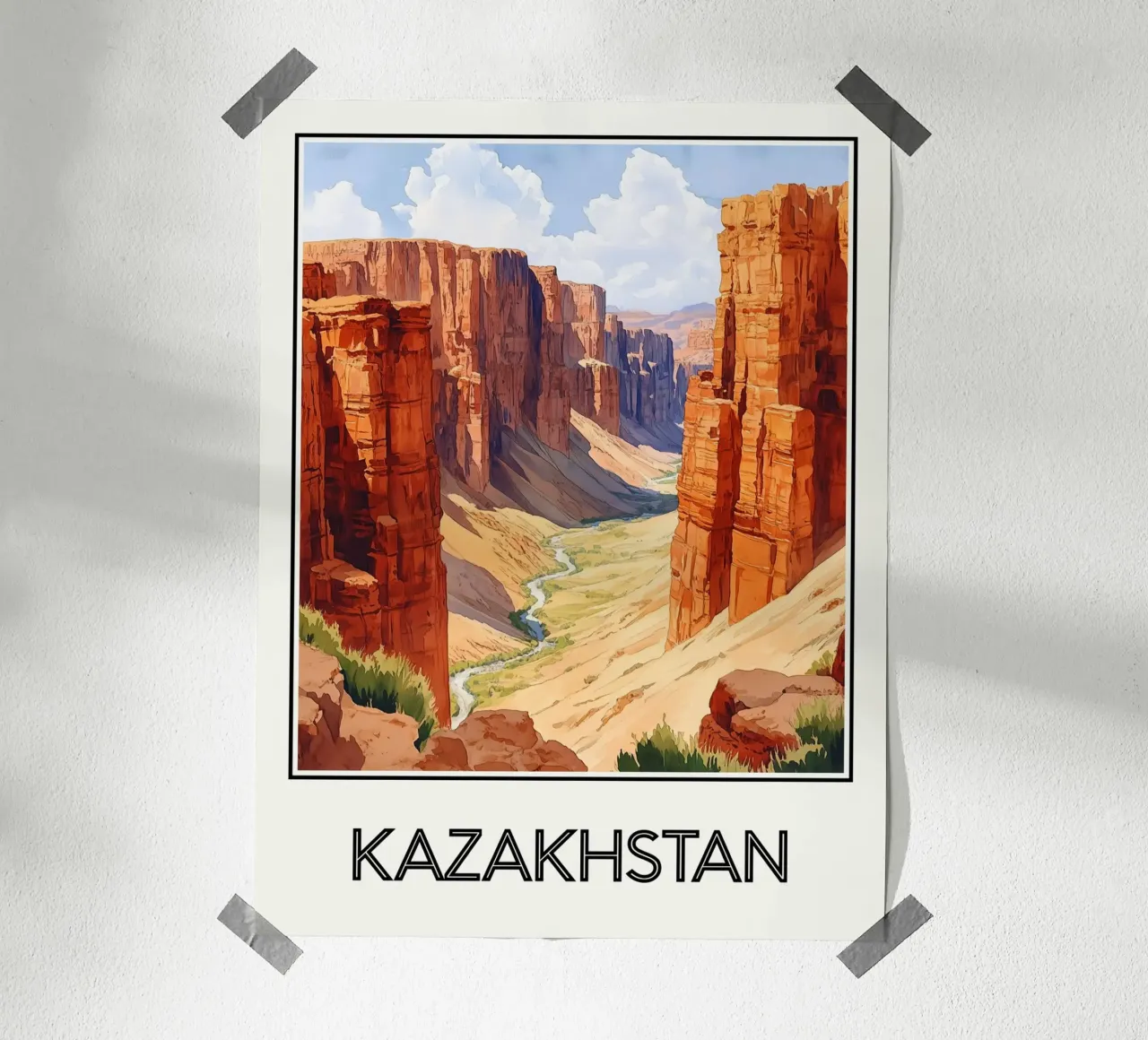 Kazakistan poster con telaio in legno da Frame the World