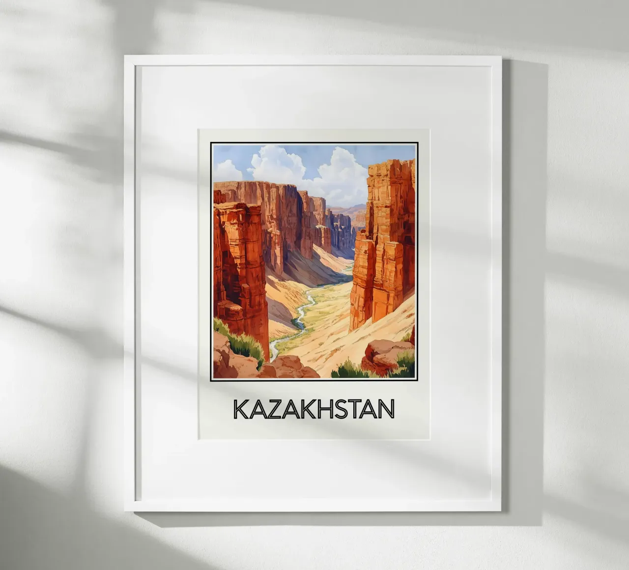 Kazakistan poster con telaio in legno da Frame the World