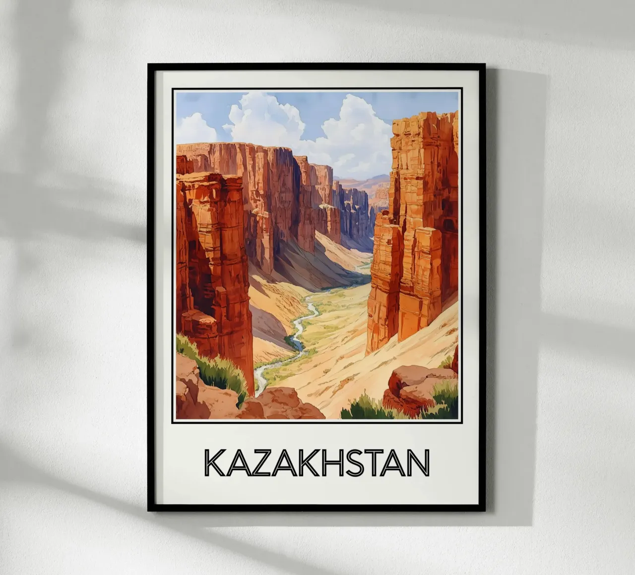 Kazakistan poster con telaio in legno da Frame the World