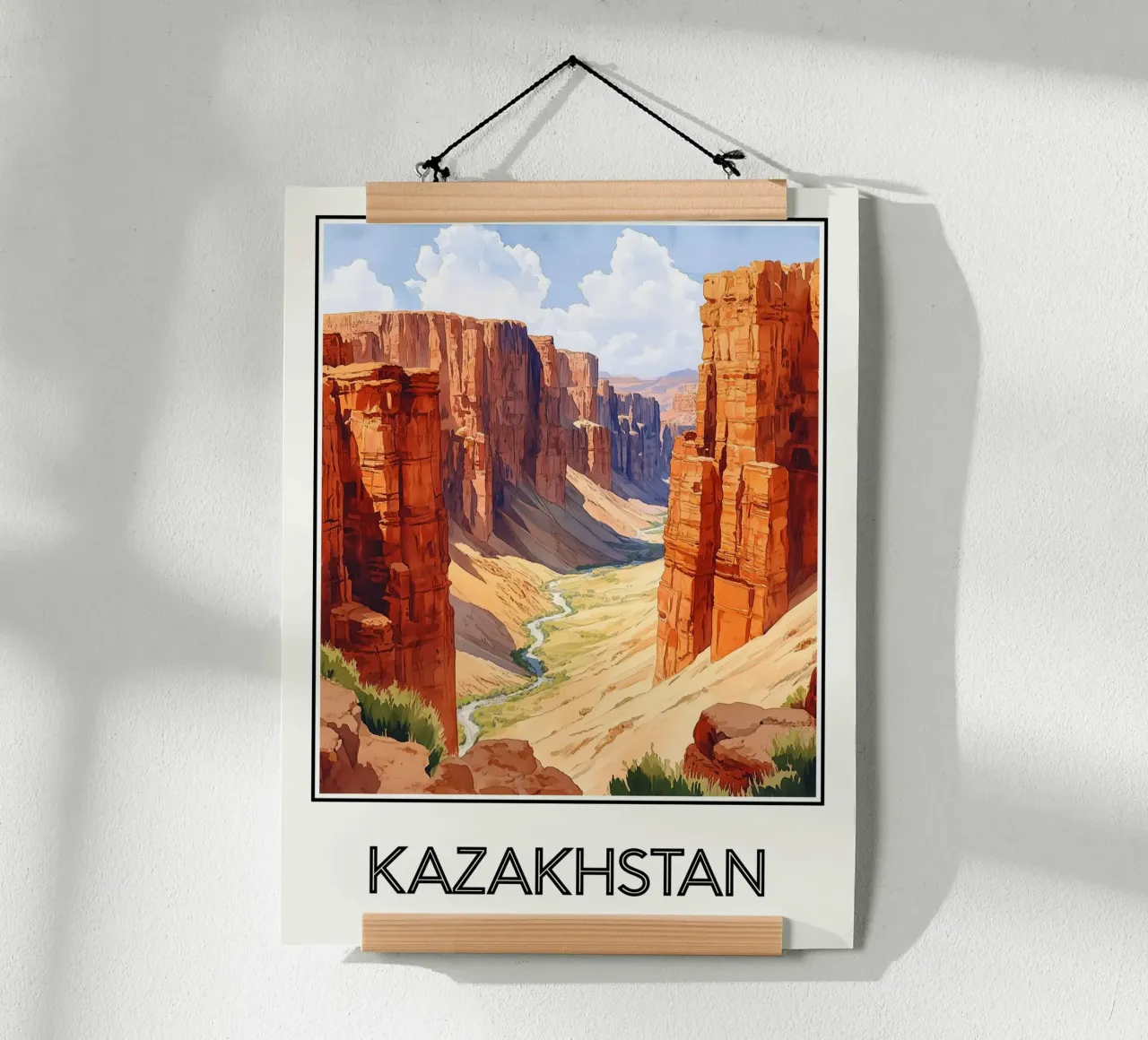 Kazakistan poster con telaio in legno da Frame the World