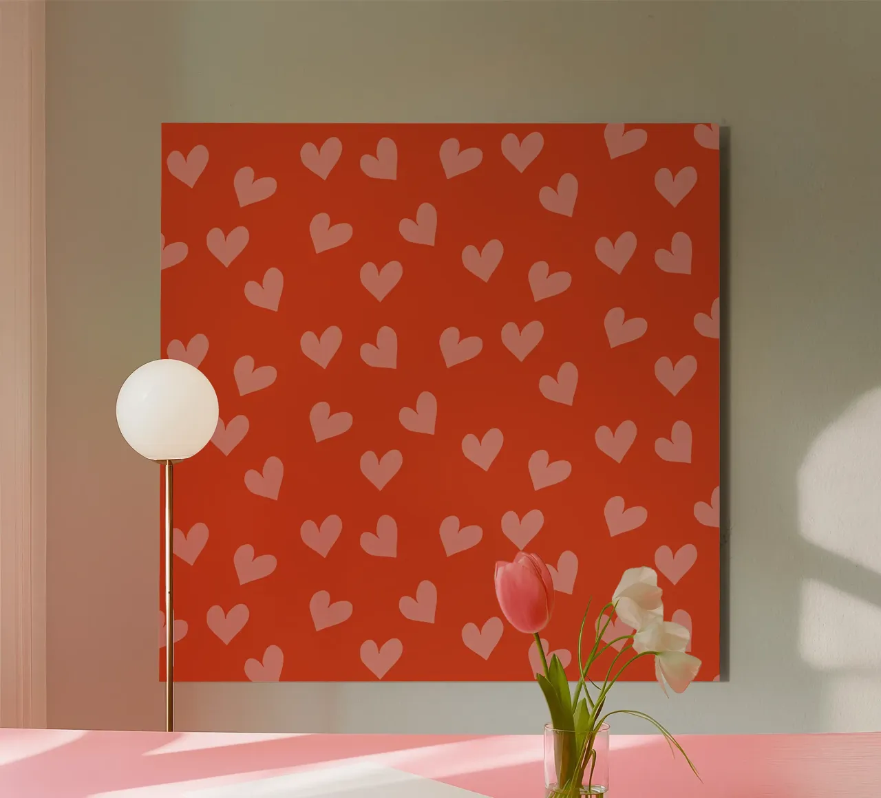 Coriandoli d'amore retrò - Cuore rosso moderno di metà secolo alluminio dibond da susanacosta