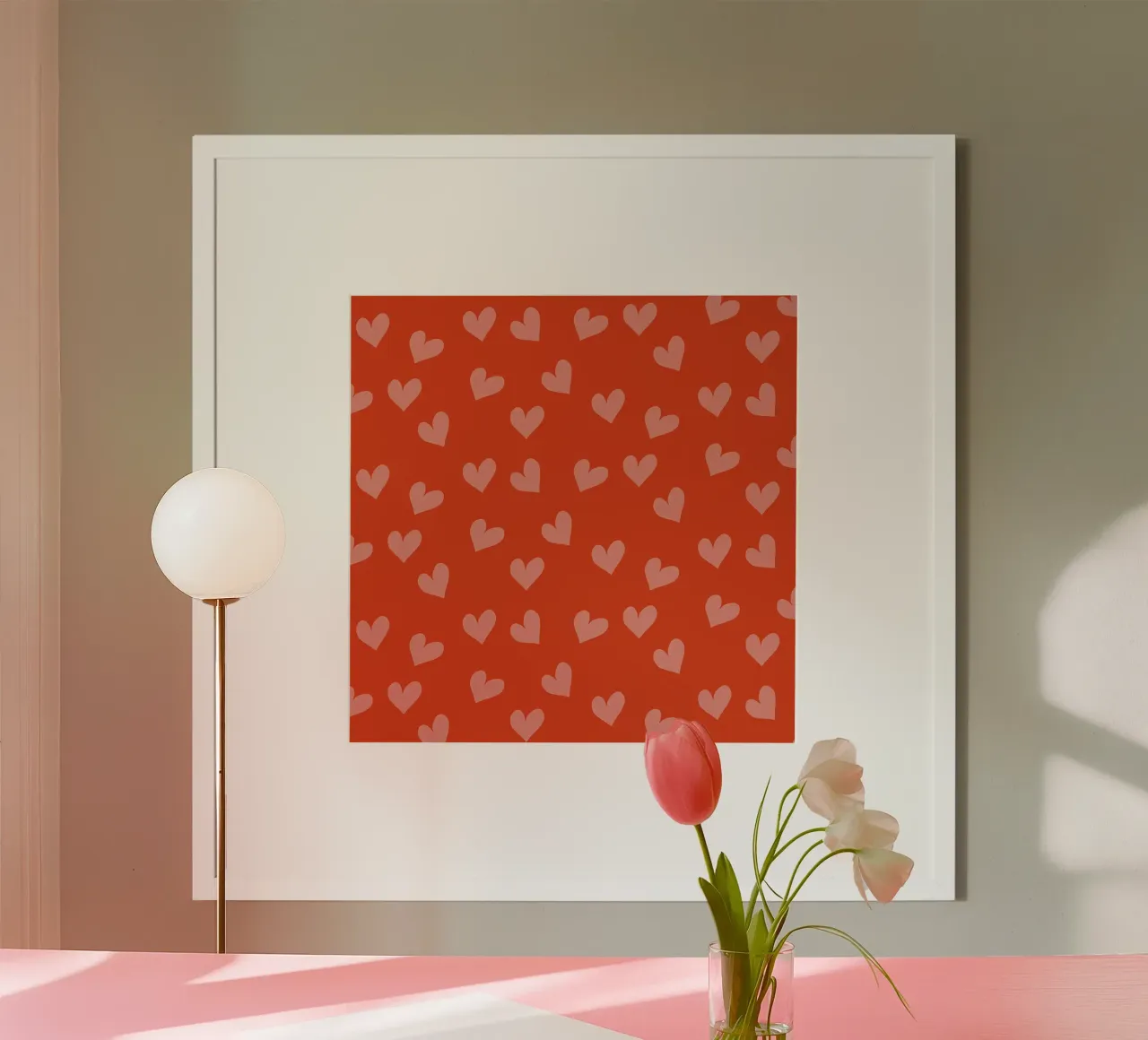 Coriandoli d'amore retrò - Cuore rosso moderno di metà secolo carta hahnemühle da susanacosta