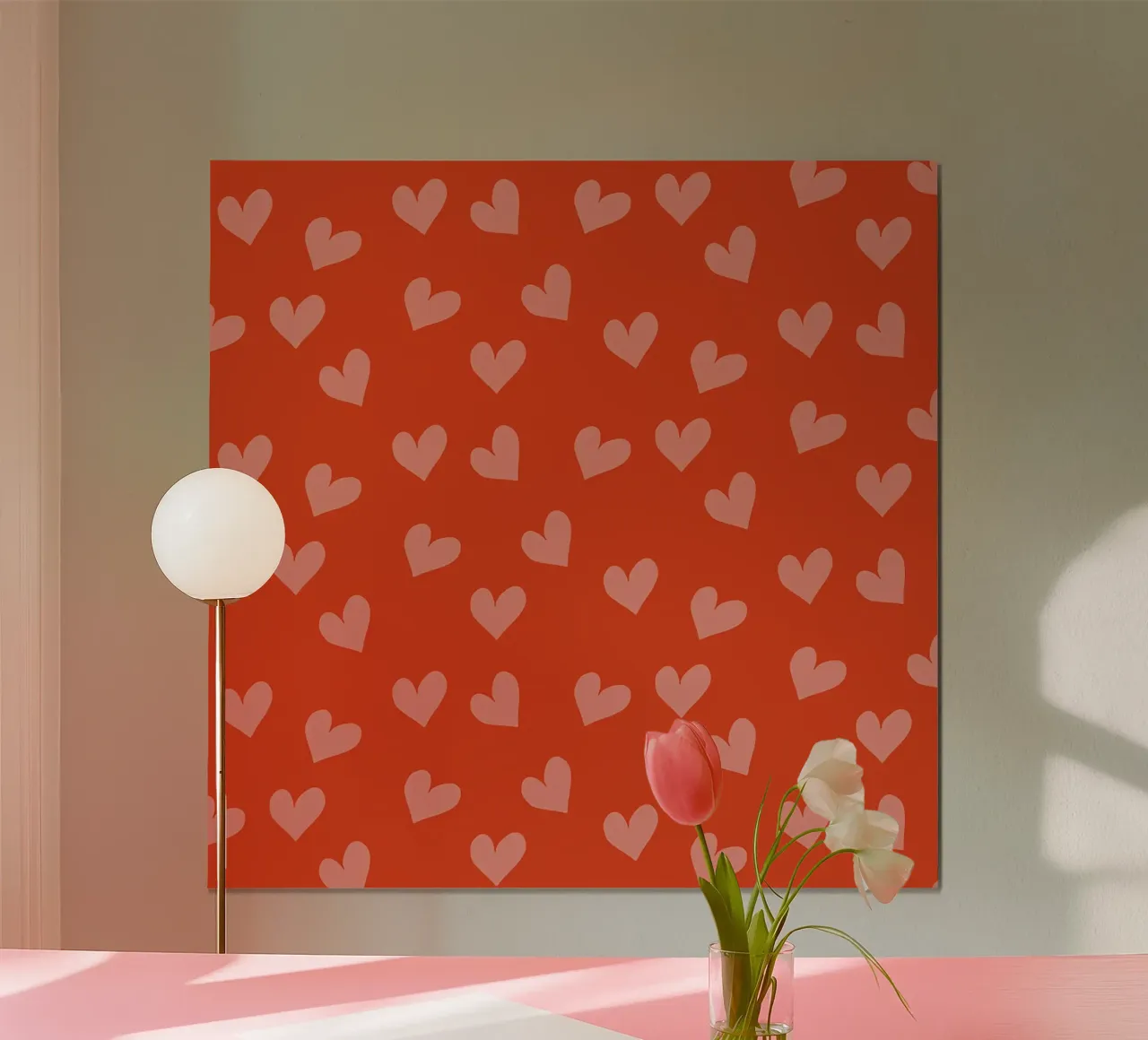 Coriandoli d'amore retrò - Cuore rosso moderno di metà secolo poster da susanacosta