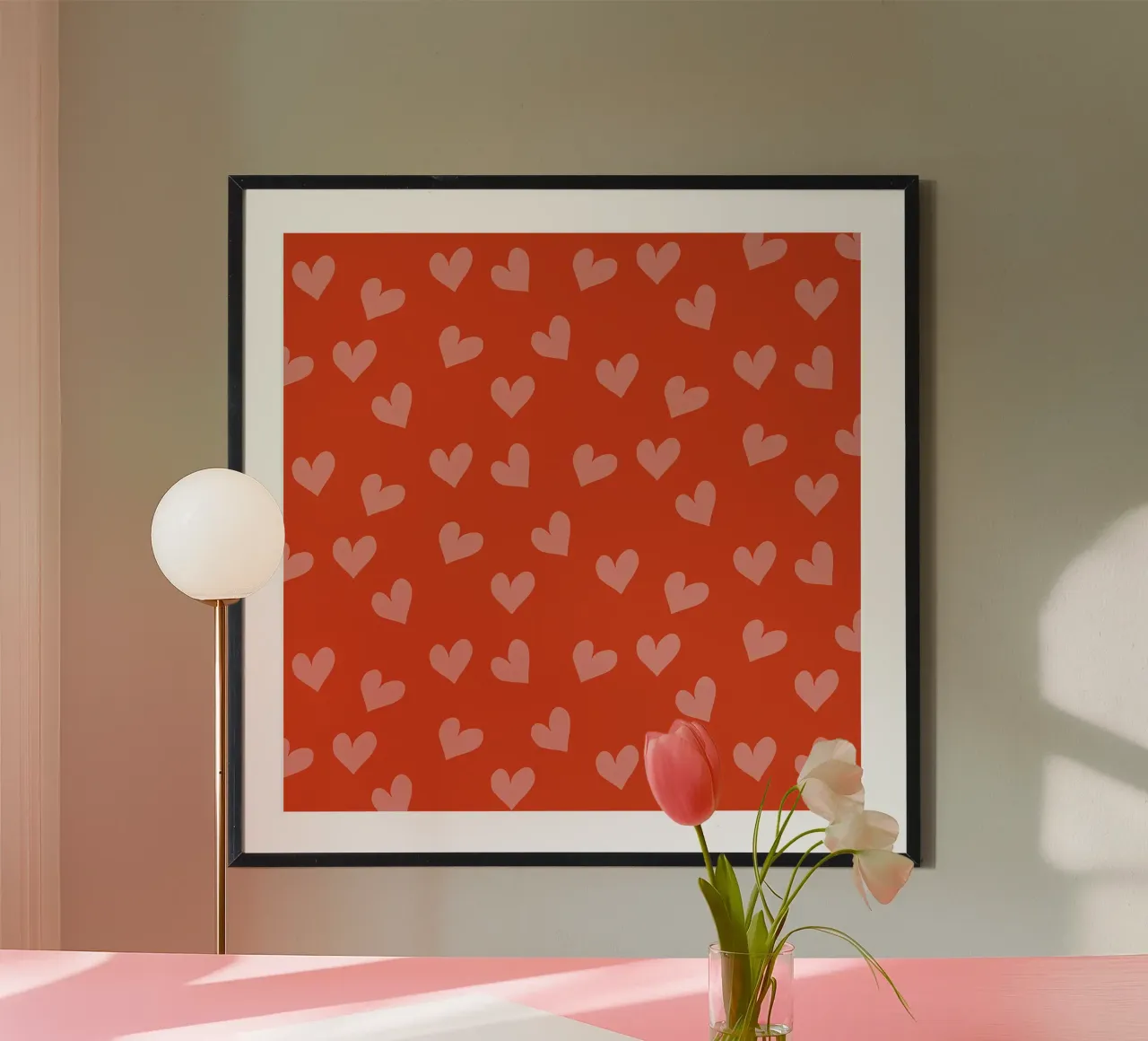 Coriandoli d'amore retrò - Cuore rosso moderno di metà secolo carta hahnemühle da susanacosta