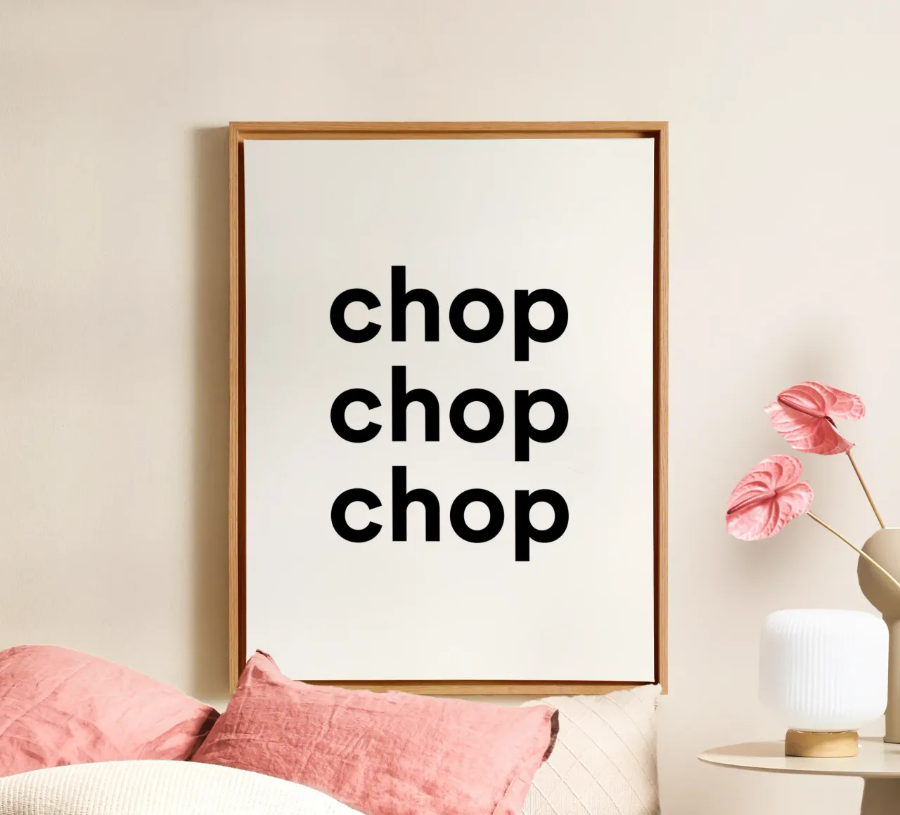 Chop Chop Chop, Tipografia in cucina tela con Cornice a cassetta da Peaches Art Prints