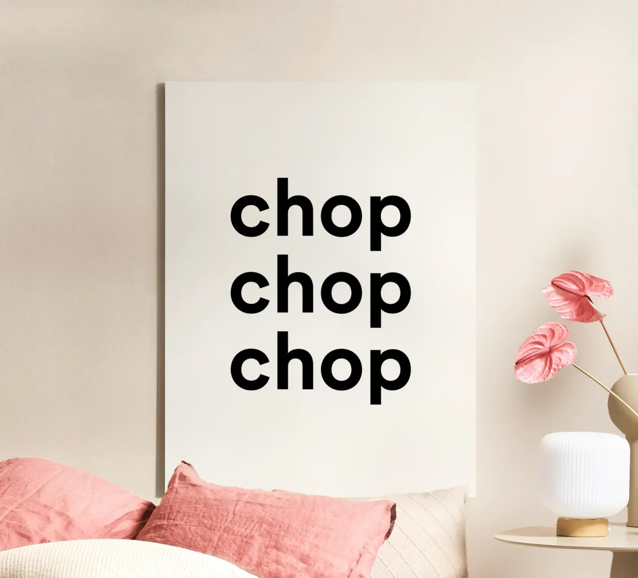 Chop Chop Chop, Tipografia in cucina tela con Cornice a cassetta da Peaches Art Prints