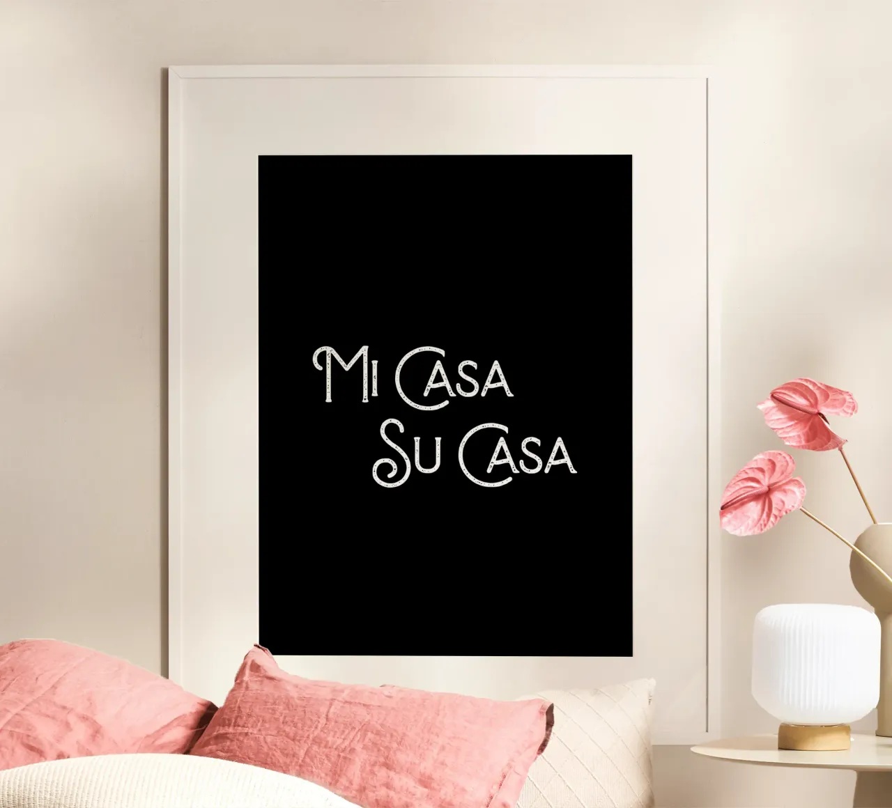 Mi Casa Su Casa, Black White Quote Typography poster da Peaches Art Prints