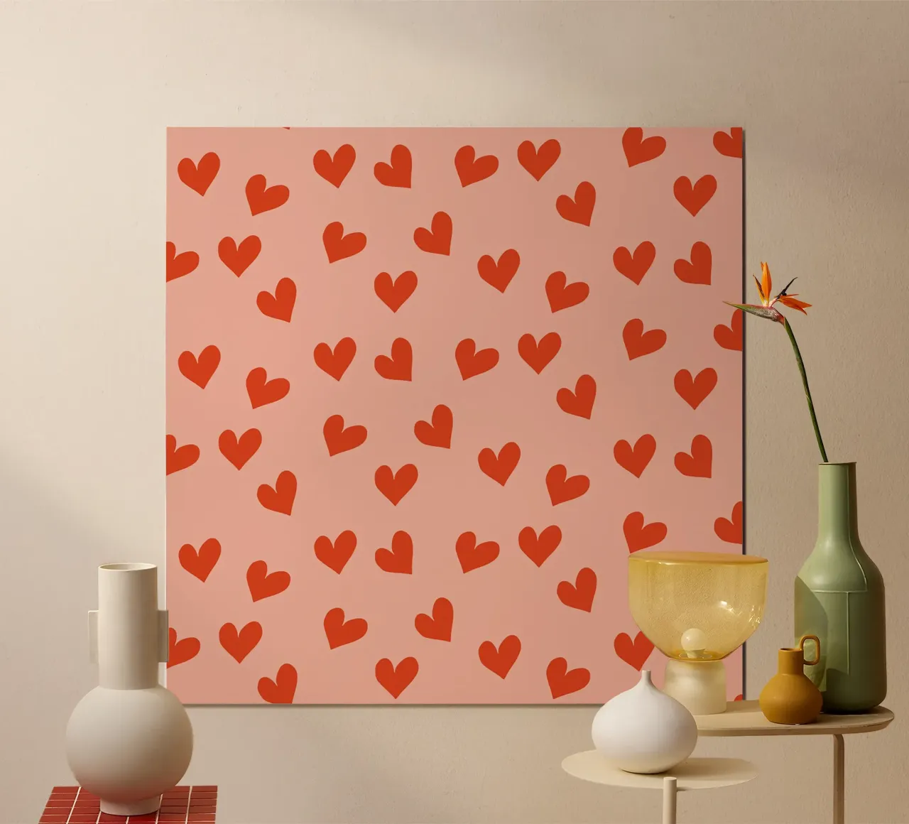 Coriandoli d'amore retrò - Cuore rosa del Medioevo moderno poster con telaio in legno da susanacosta