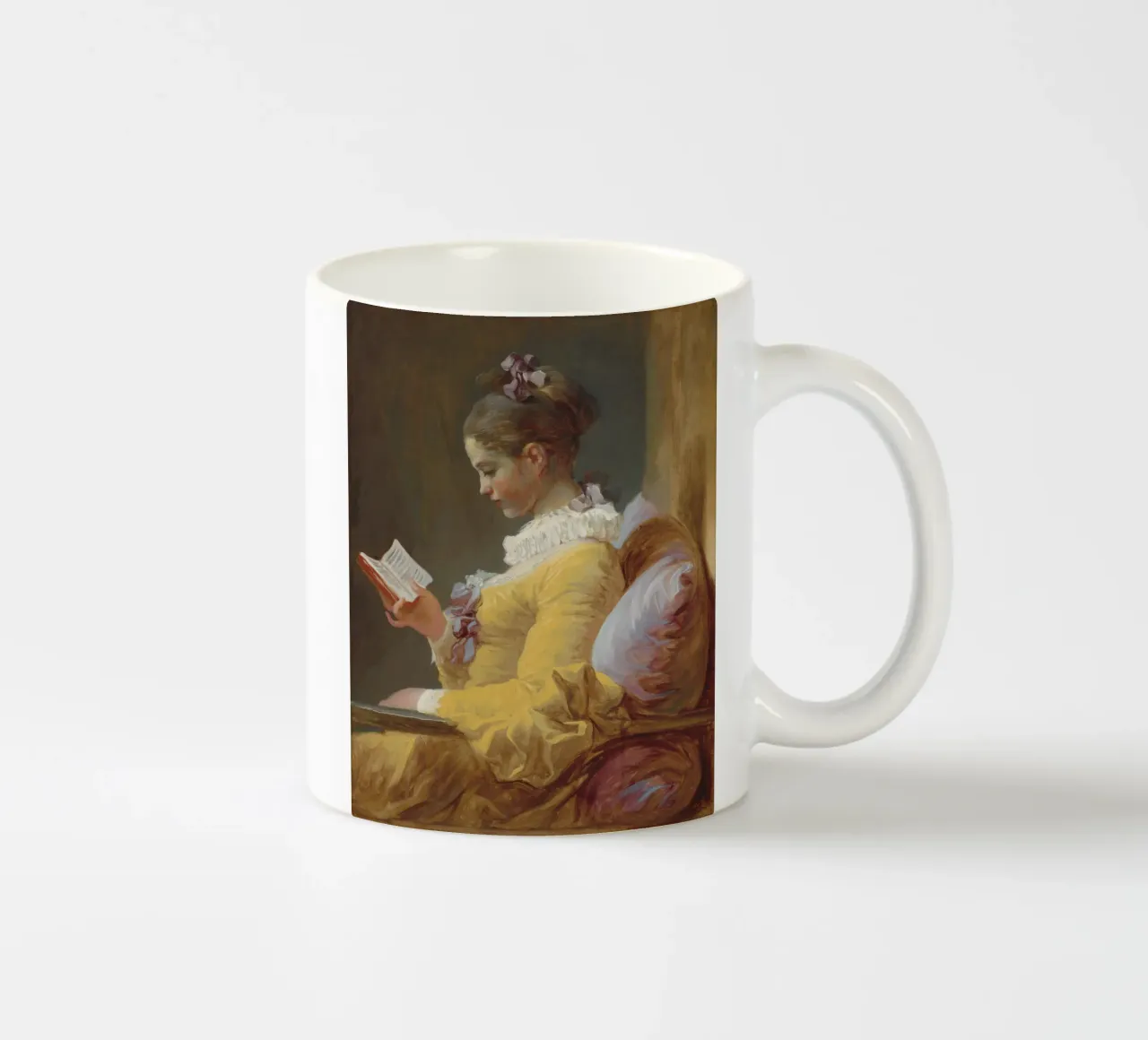 Jean-Honoré Fragonard - Una ragazza che legge tazza in ceramica da Timeless Artworks