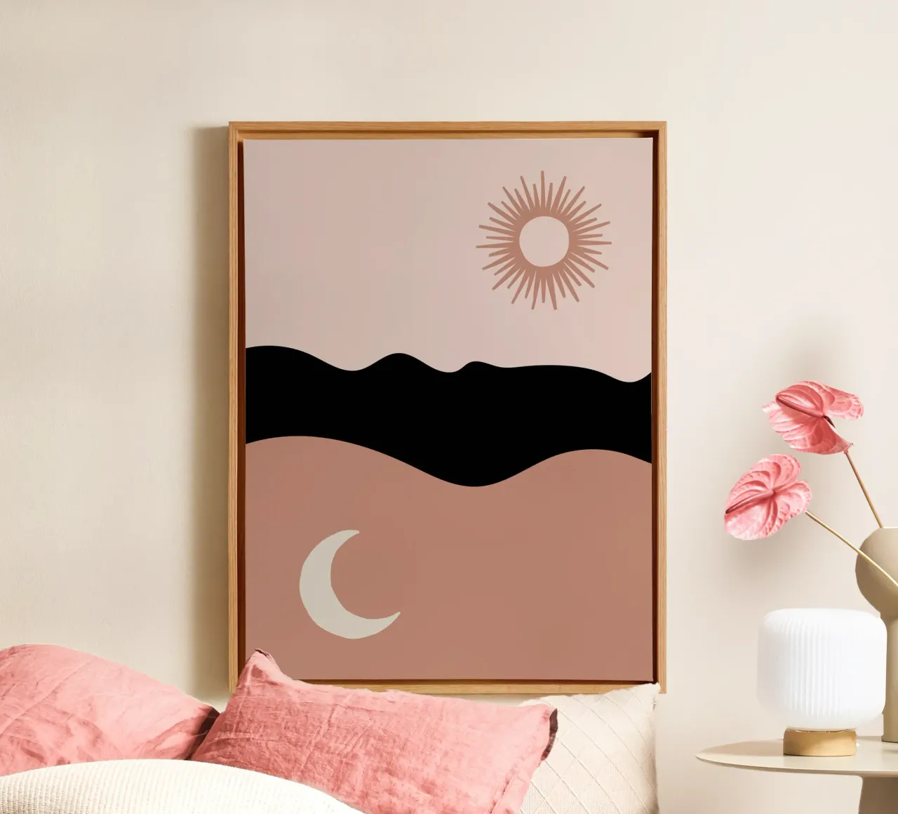Il sole La luna L'aria Boho Minimal tela con Cornice a cassetta da Peaches Art Prints