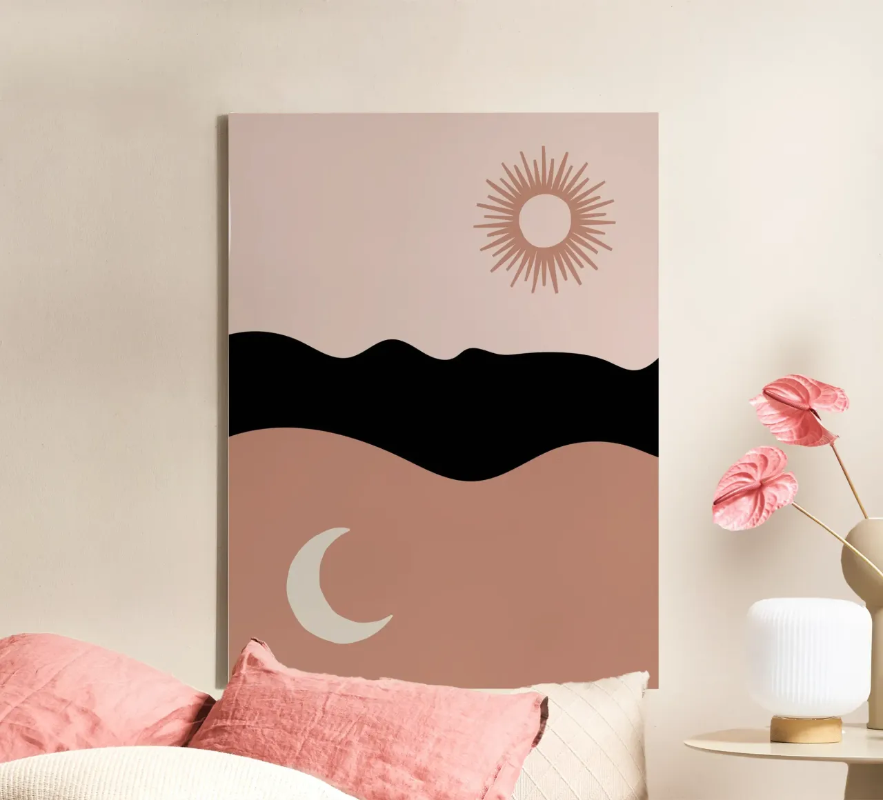 Il sole La luna L'aria Boho Minimal tela con Cornice a cassetta da Peaches Art Prints