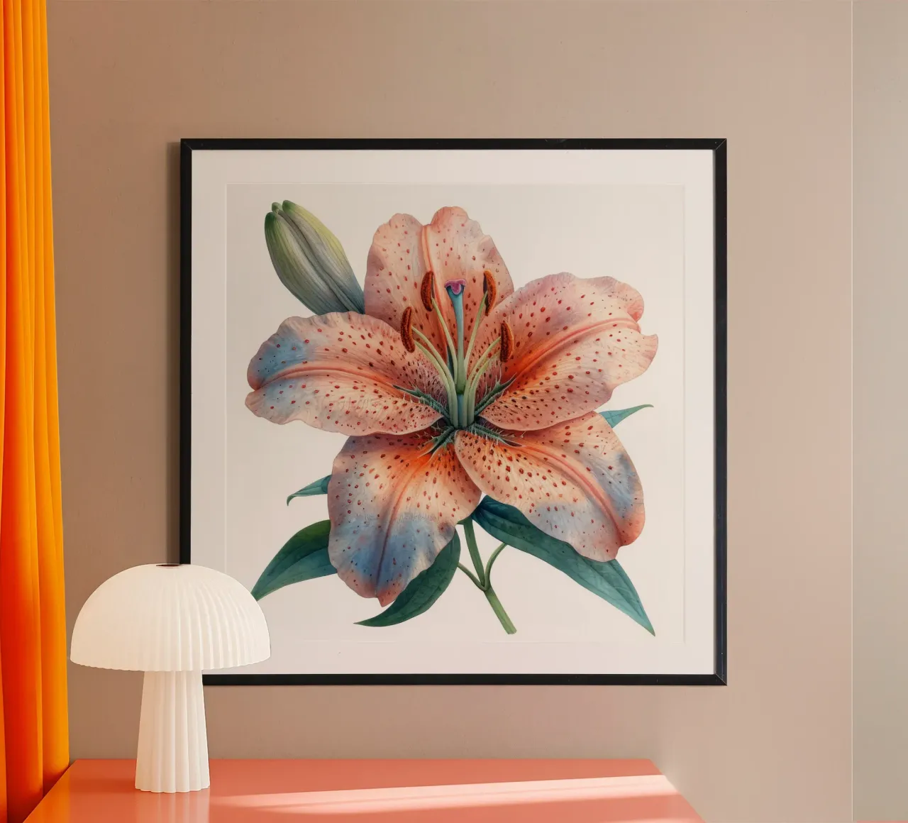 Fiore di giglio 2 poster con telaio in legno da Bold Blooms