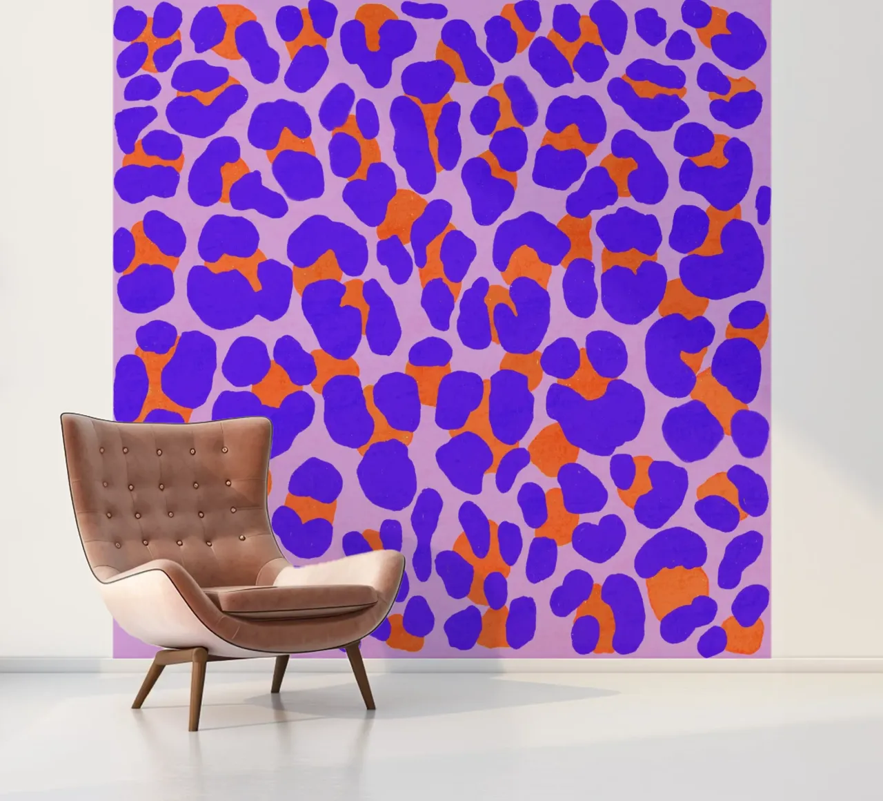 Leopard pattern. Modern with purple and orange. photo wallpaper by CalliLetters