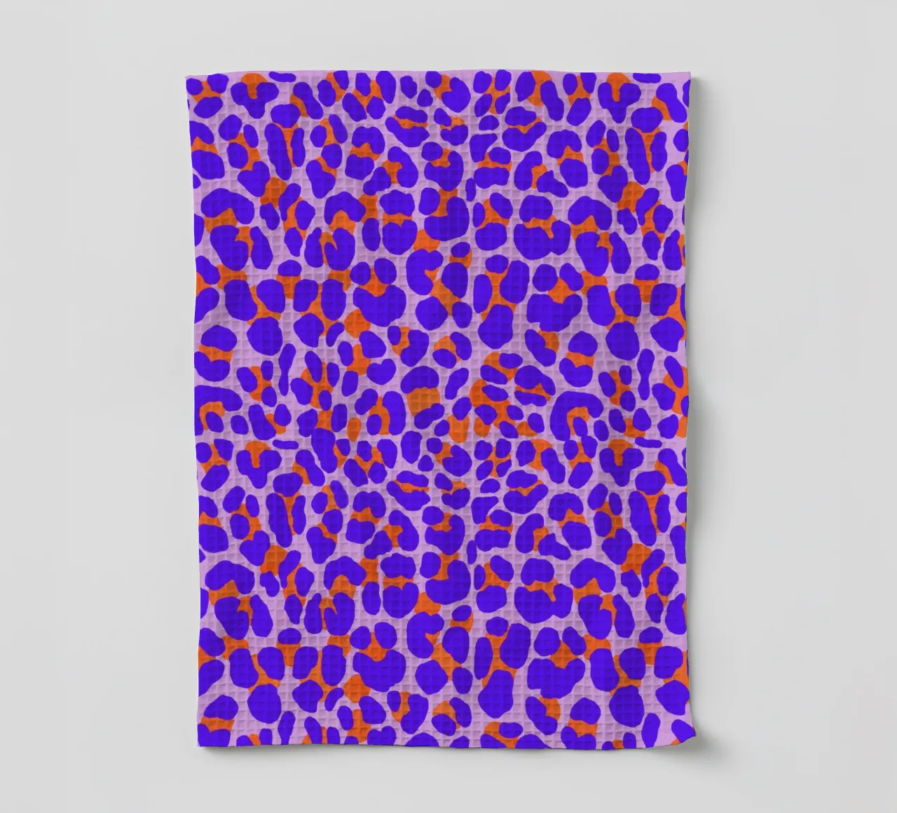 Leopard pattern. Modern with purple and orange. tea towel by CalliLetters