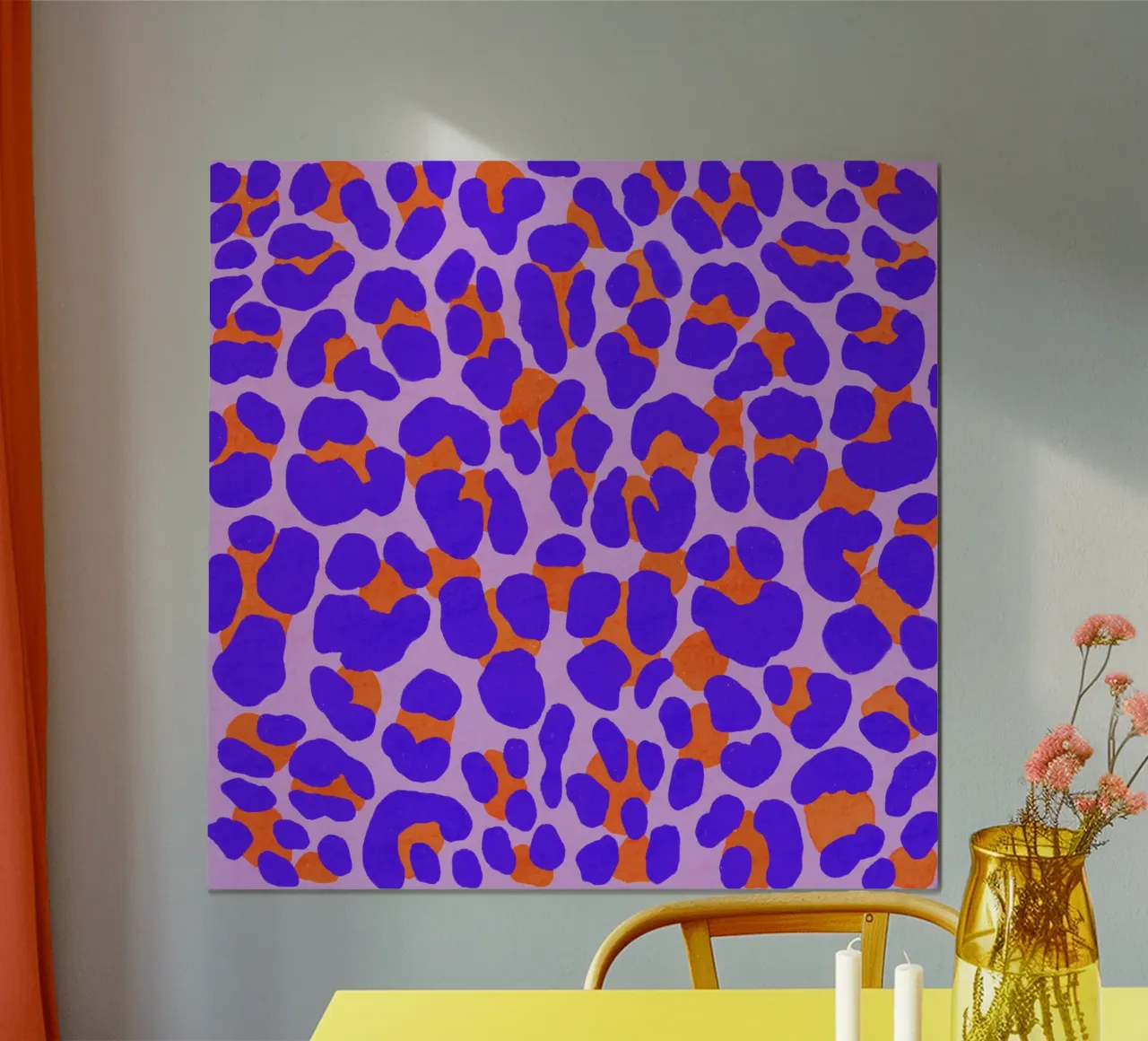 Leopard pattern. Modern with purple and orange. hahnemühle by CalliLetters