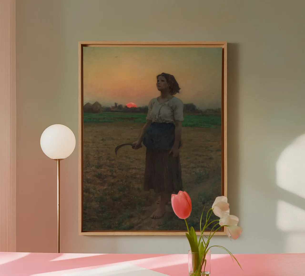 Jules Breton - The Song of the Lark canvas with Floater frame by Timeless Artworks
