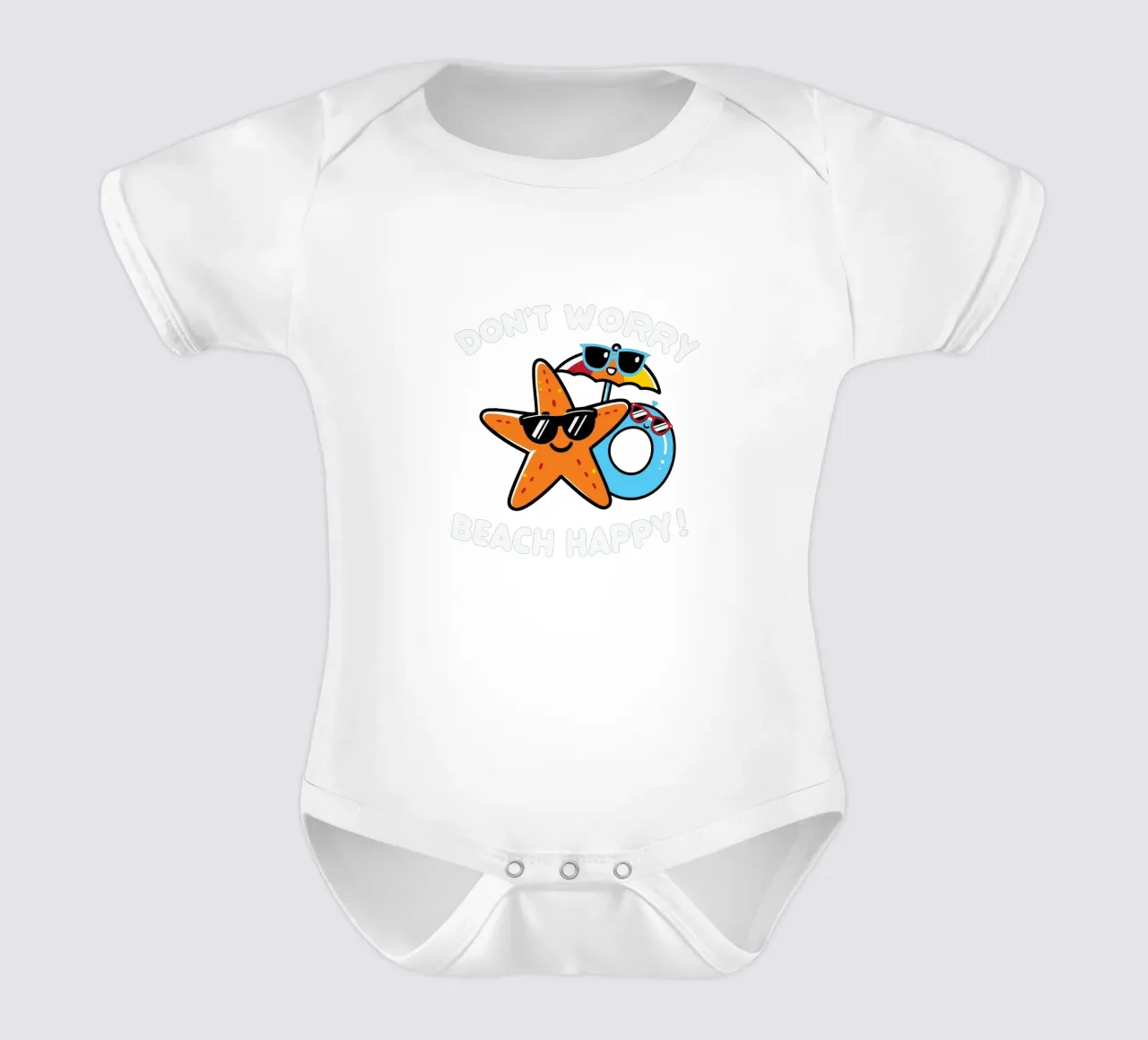 Don't Worry, Beach Happy body neonato maniche corte da edsonramosart