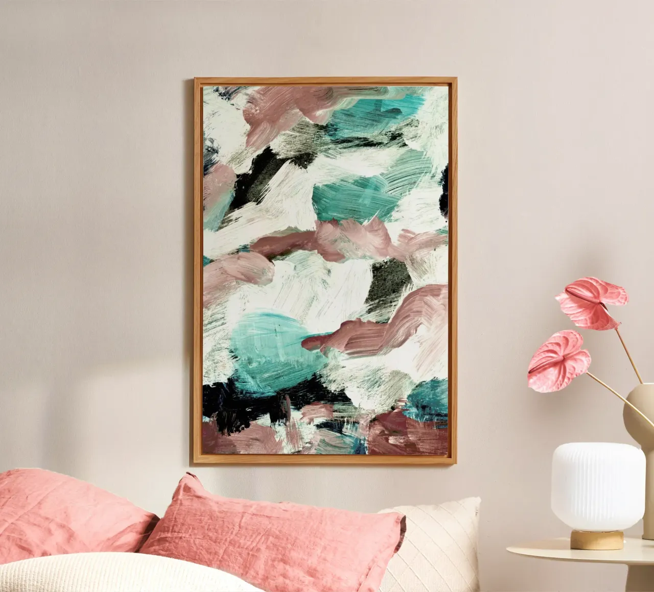 Abstract Painting VI Green Dusty Pink alluminio dibond da IRIS LEHNHARDT FINE ART