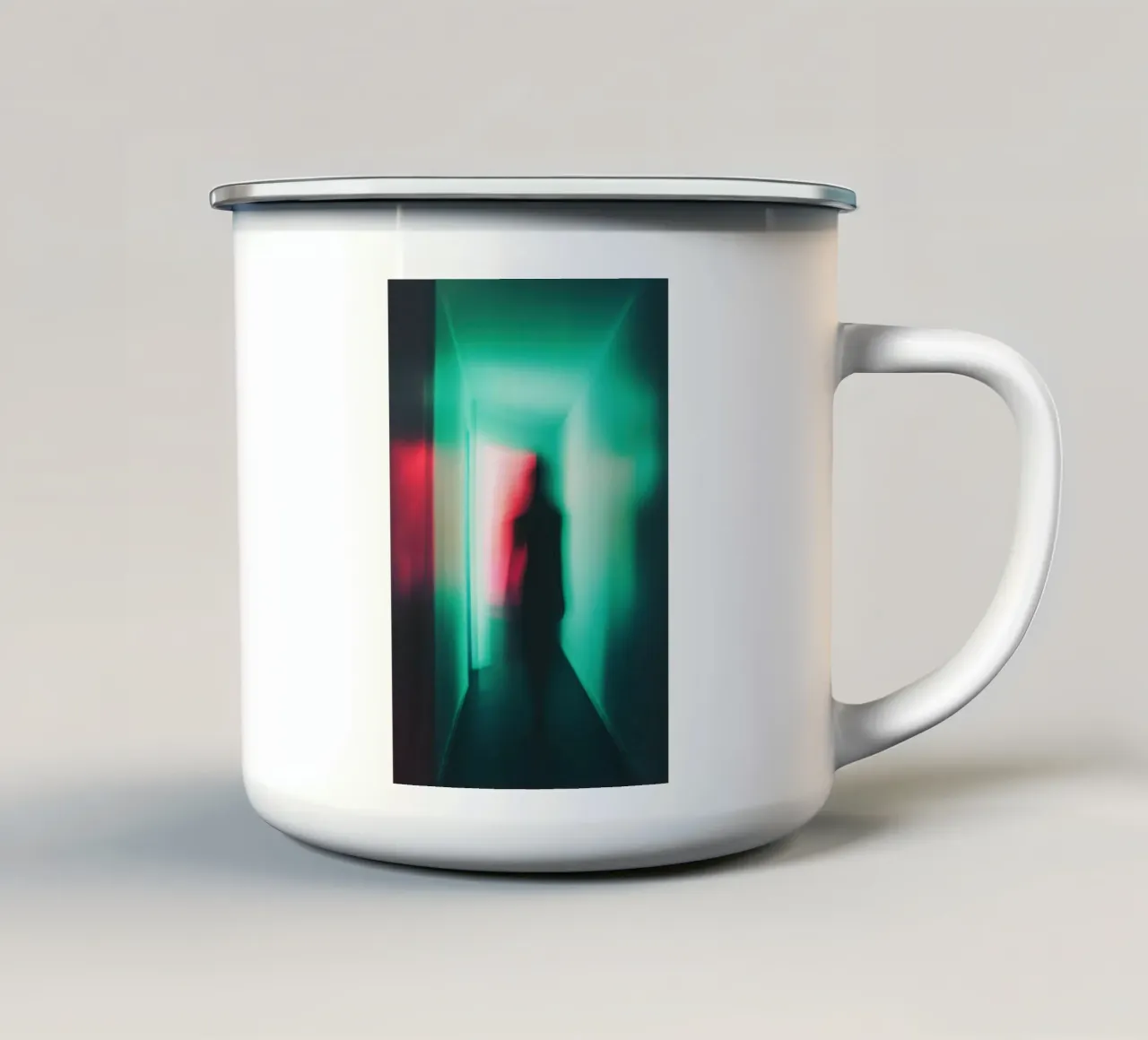 Berlin spectral: Light and shadow in the corridor of time enamel mug by Le Flou