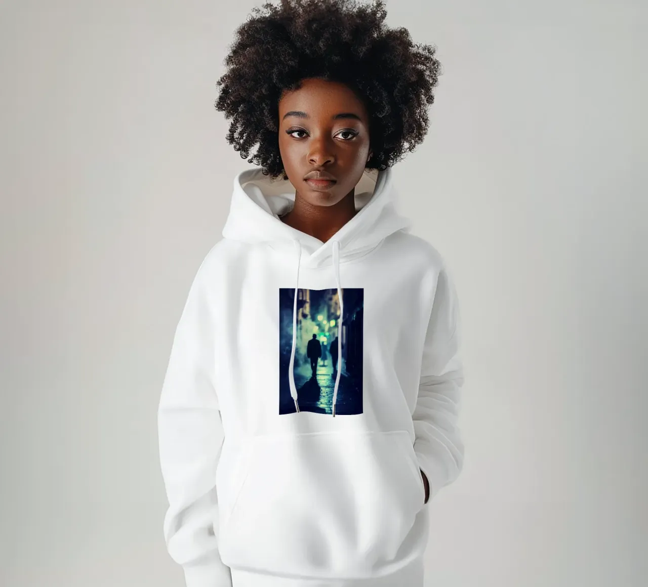 New York, between shadows and mist: The call of the night hoodie by Le Flou