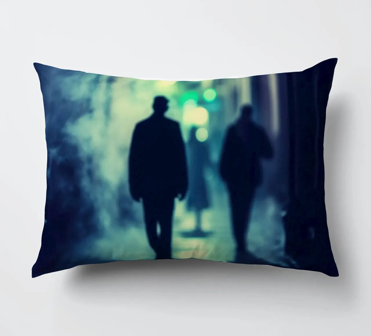 New York, between shadows and mist: The call of the night decorative cushion by Le Flou