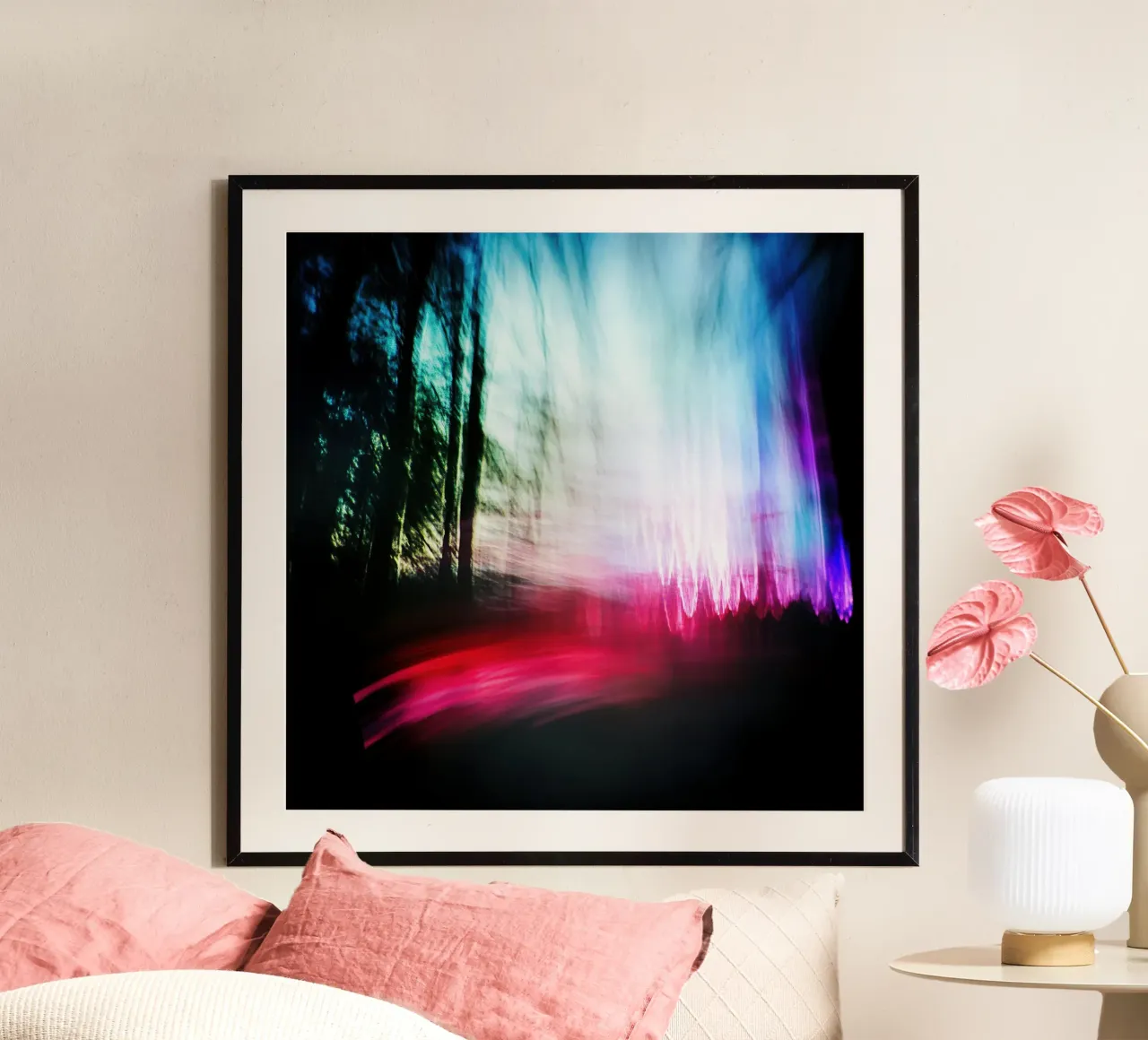 Foresta elettrica a Montreal: quando la natura balla poster con telaio in legno da Le Flou
