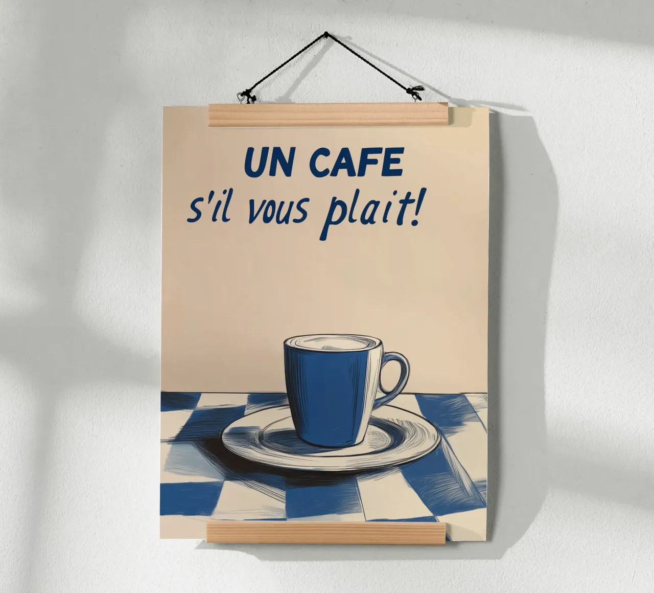 Un caffè per favore poster con telaio in legno da Spice & Style