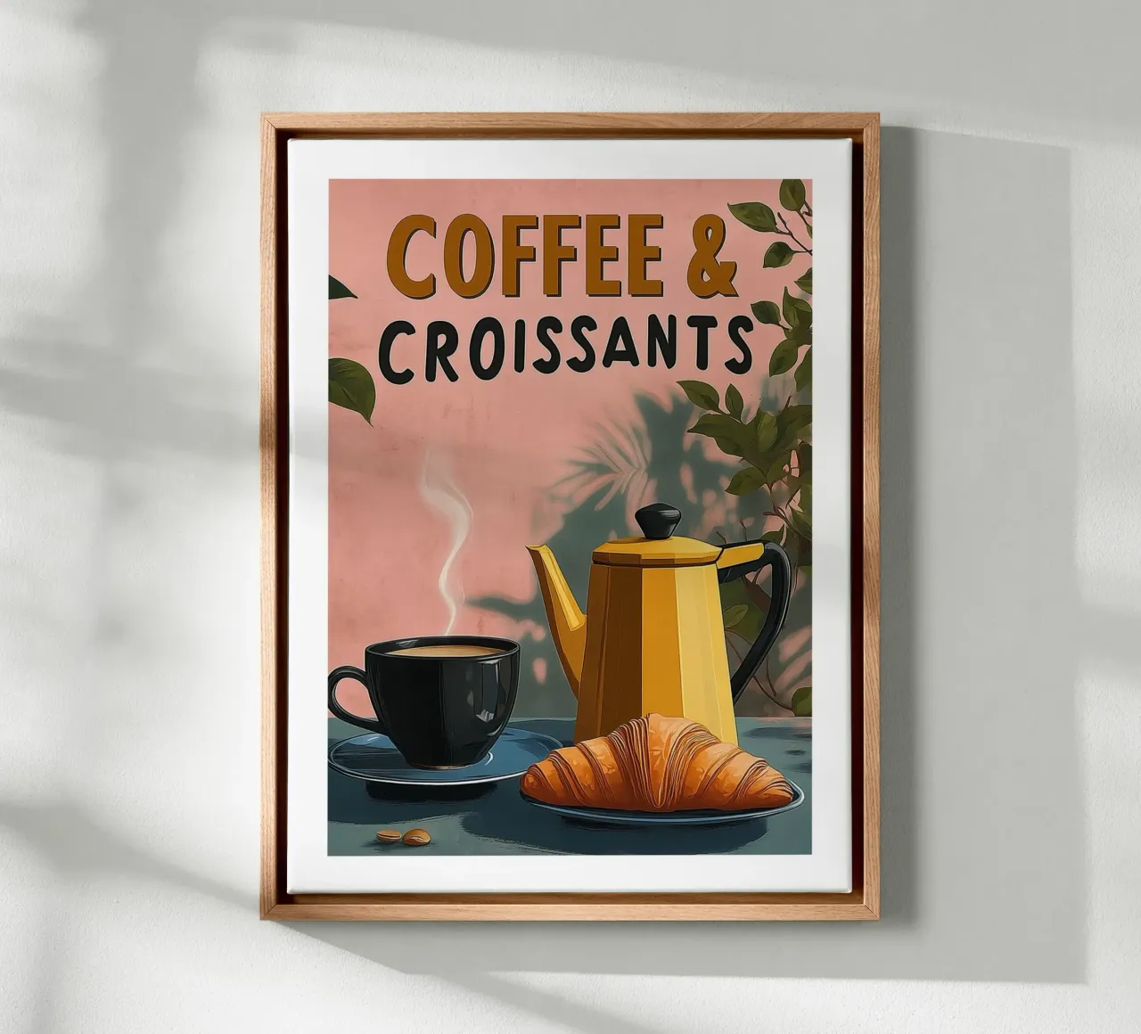 Caffè e croissant tela con Cornice a cassetta da Spice & Style