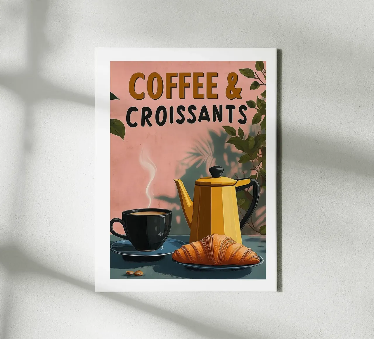 Caffè e croissant tela con Cornice a cassetta da Spice & Style
