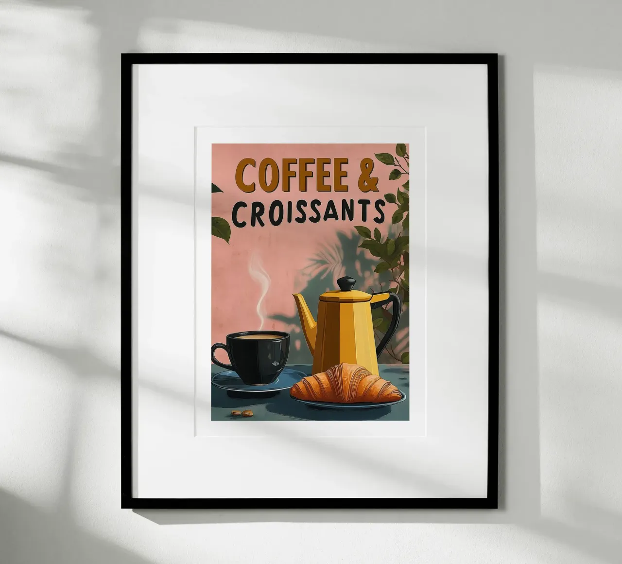 Caffè e croissant poster con telaio in plastica da Spice & Style
