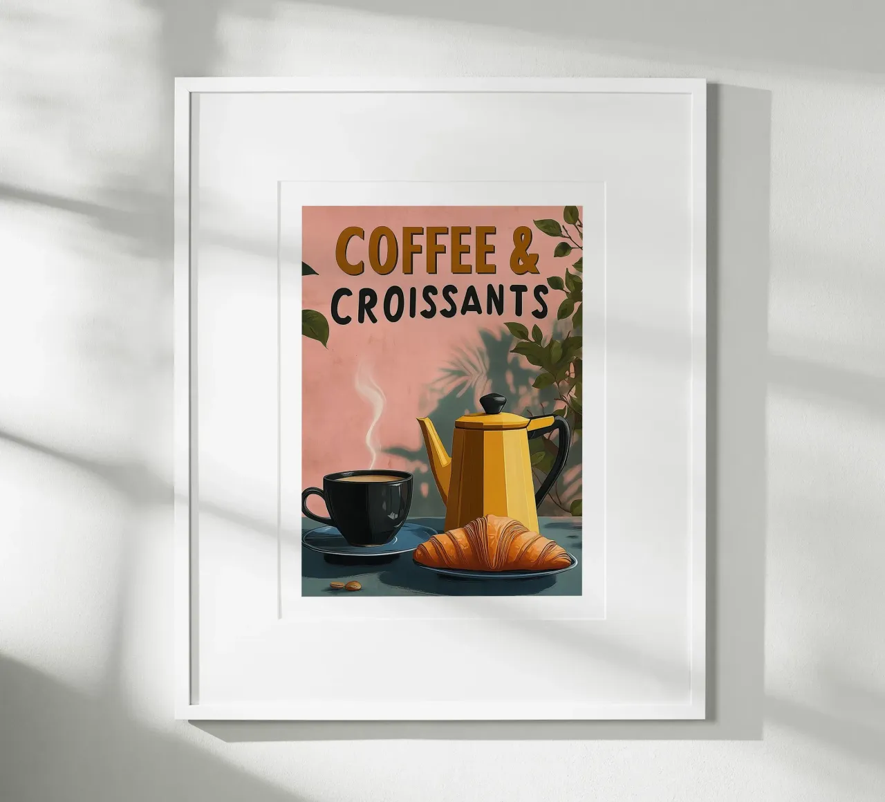 Caffè e croissant poster con telaio in plastica da Spice & Style