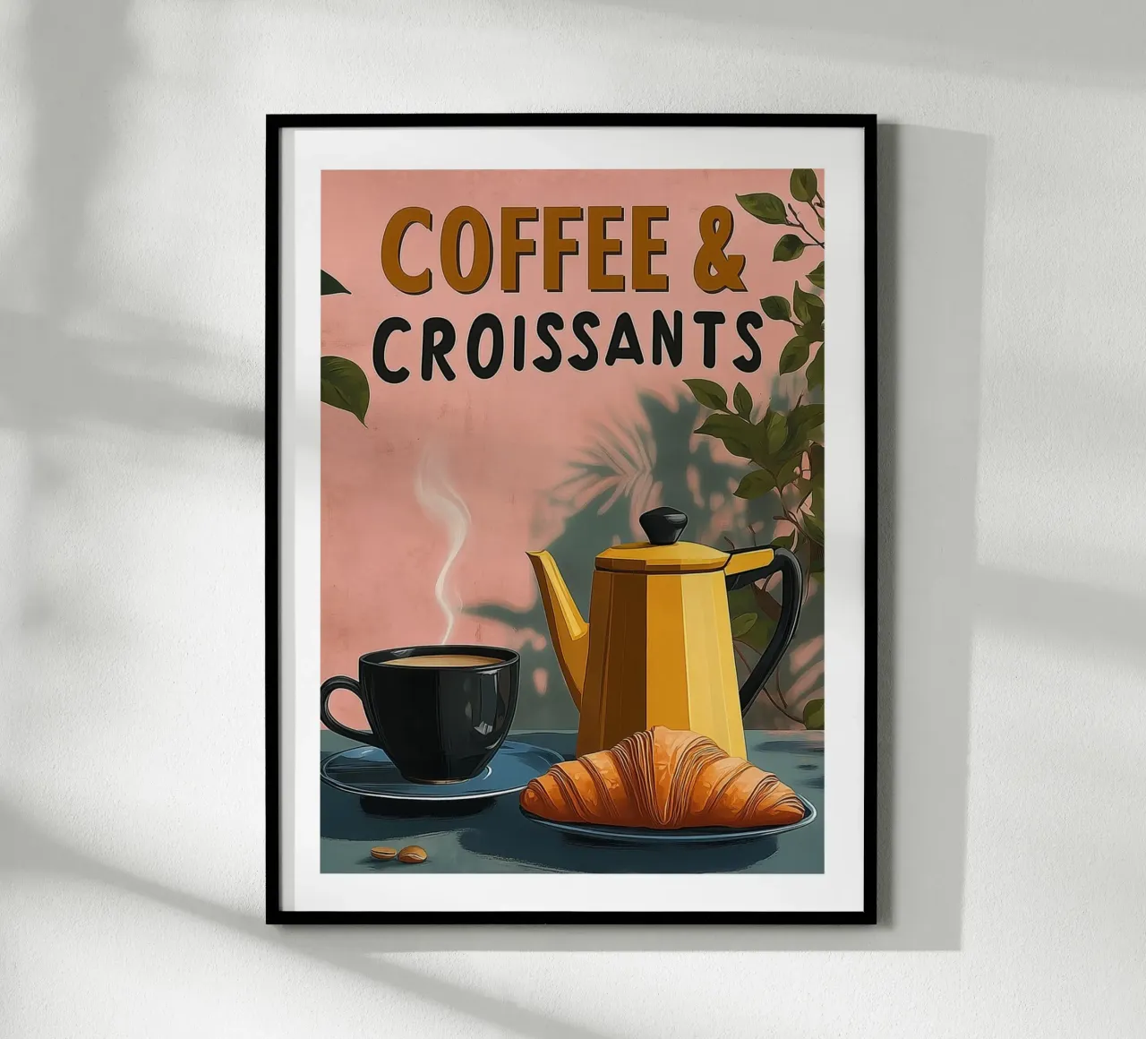 Caffè e croissant poster con telaio in plastica da Spice & Style
