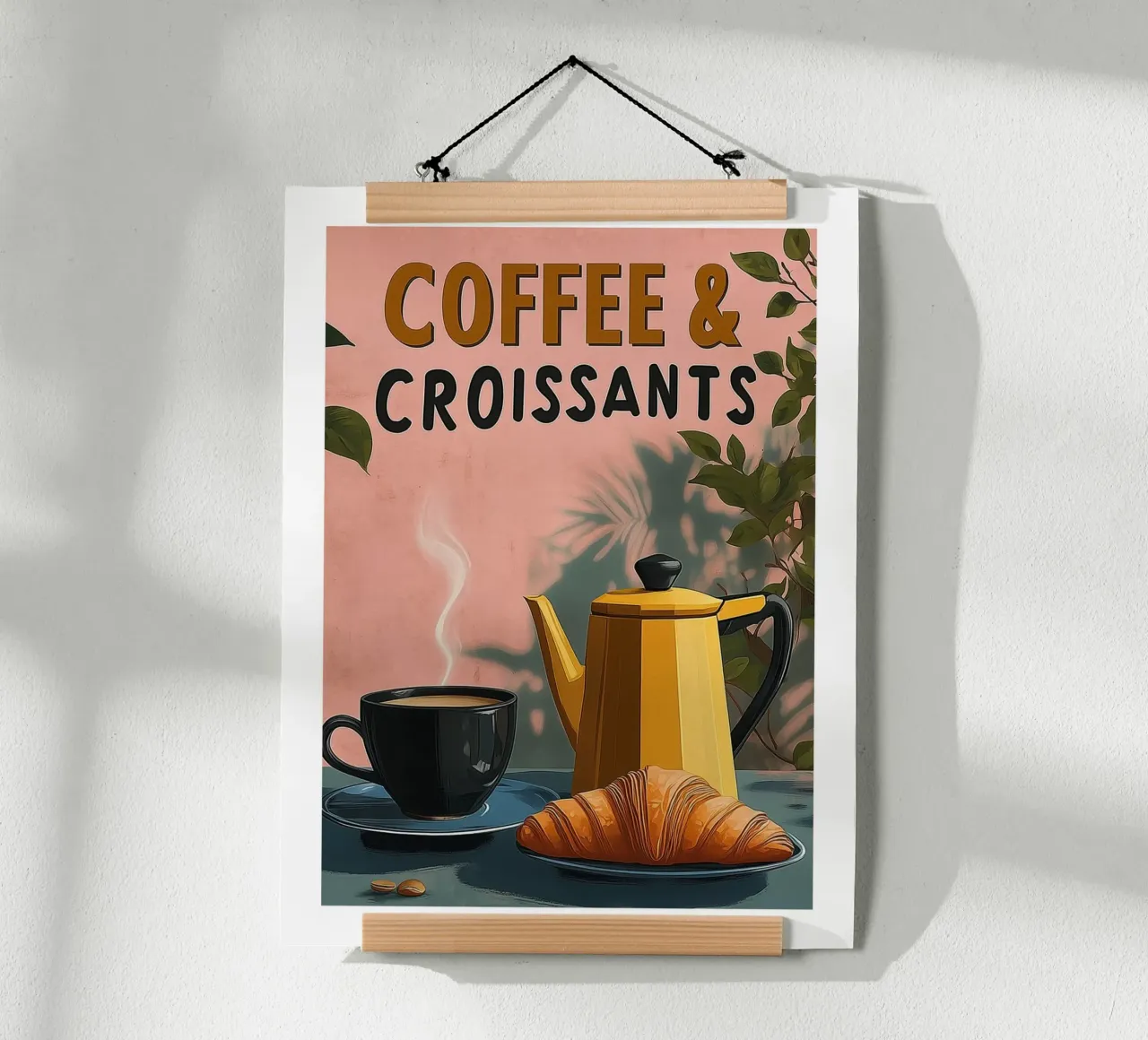 Caffè e croissant poster con telaio in plastica da Spice & Style
