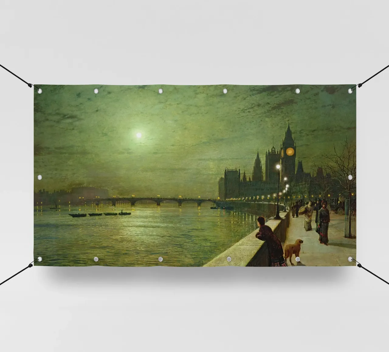 John Atkinson Grims - Riflessioni sul Tamigi, Westminster telo in pvc da Timeless Artworks