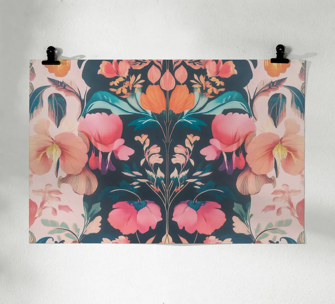 William Morris Pastel blossom splendour poster with aluminum frame by Carinaprint