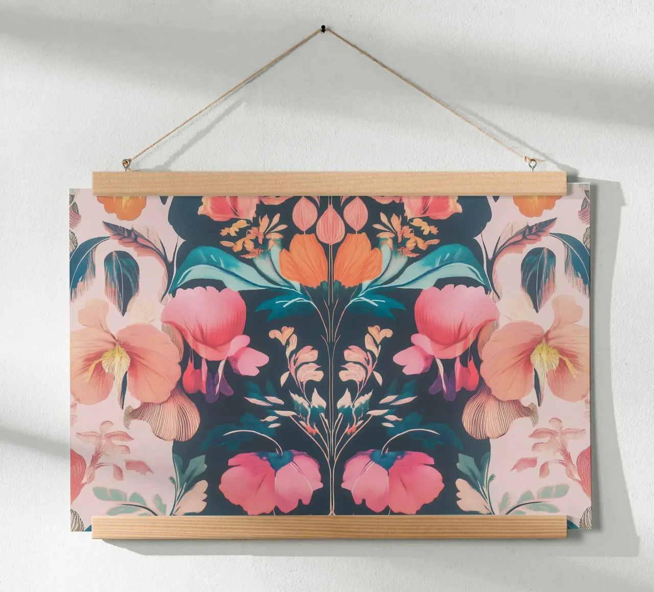 William Morris Pastel blossom splendour poster with aluminum frame by Carinaprint