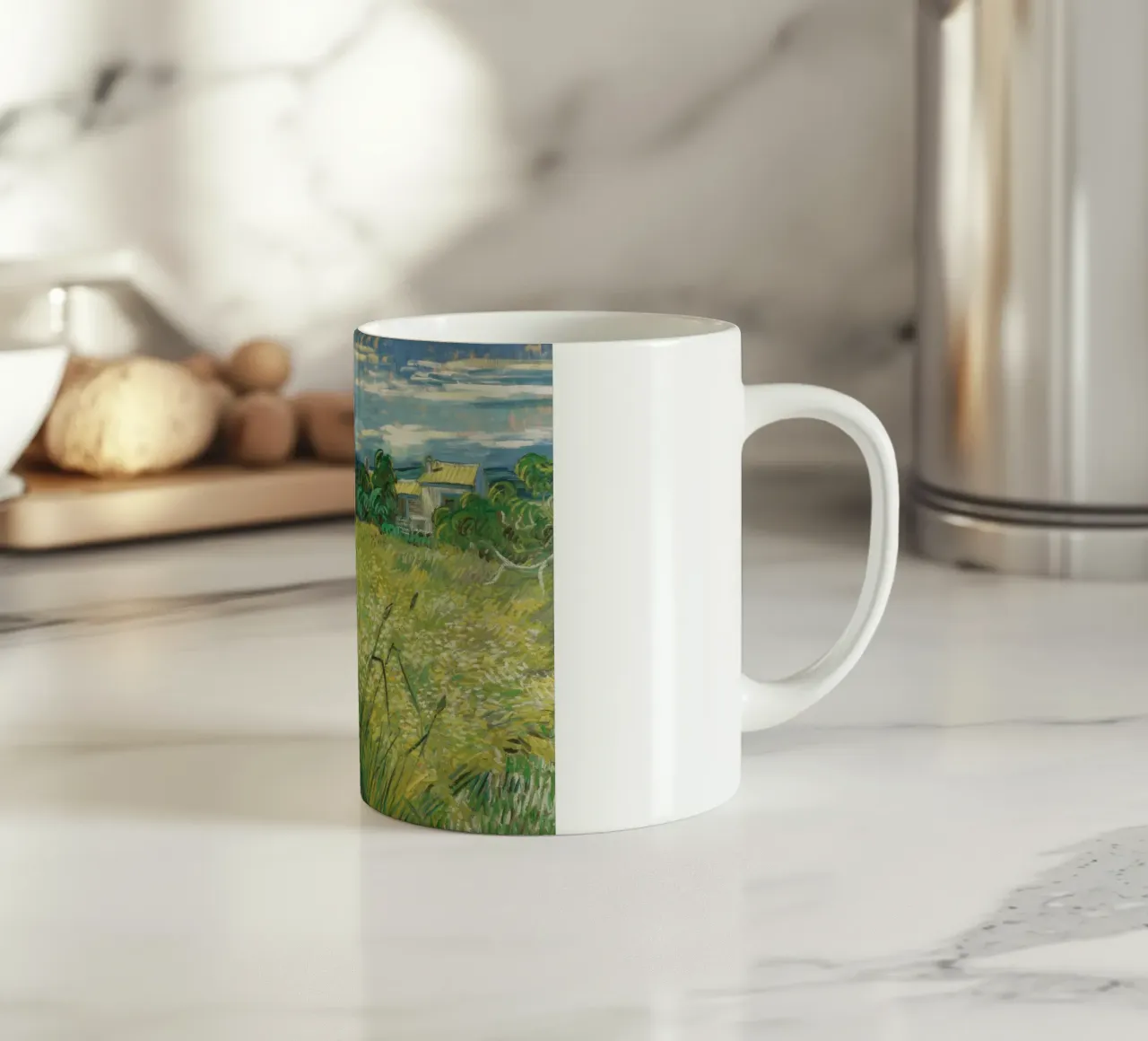 Vincent van Gogh - Green Wheat Field with Cypress ceramic mug by Timeless Artworks