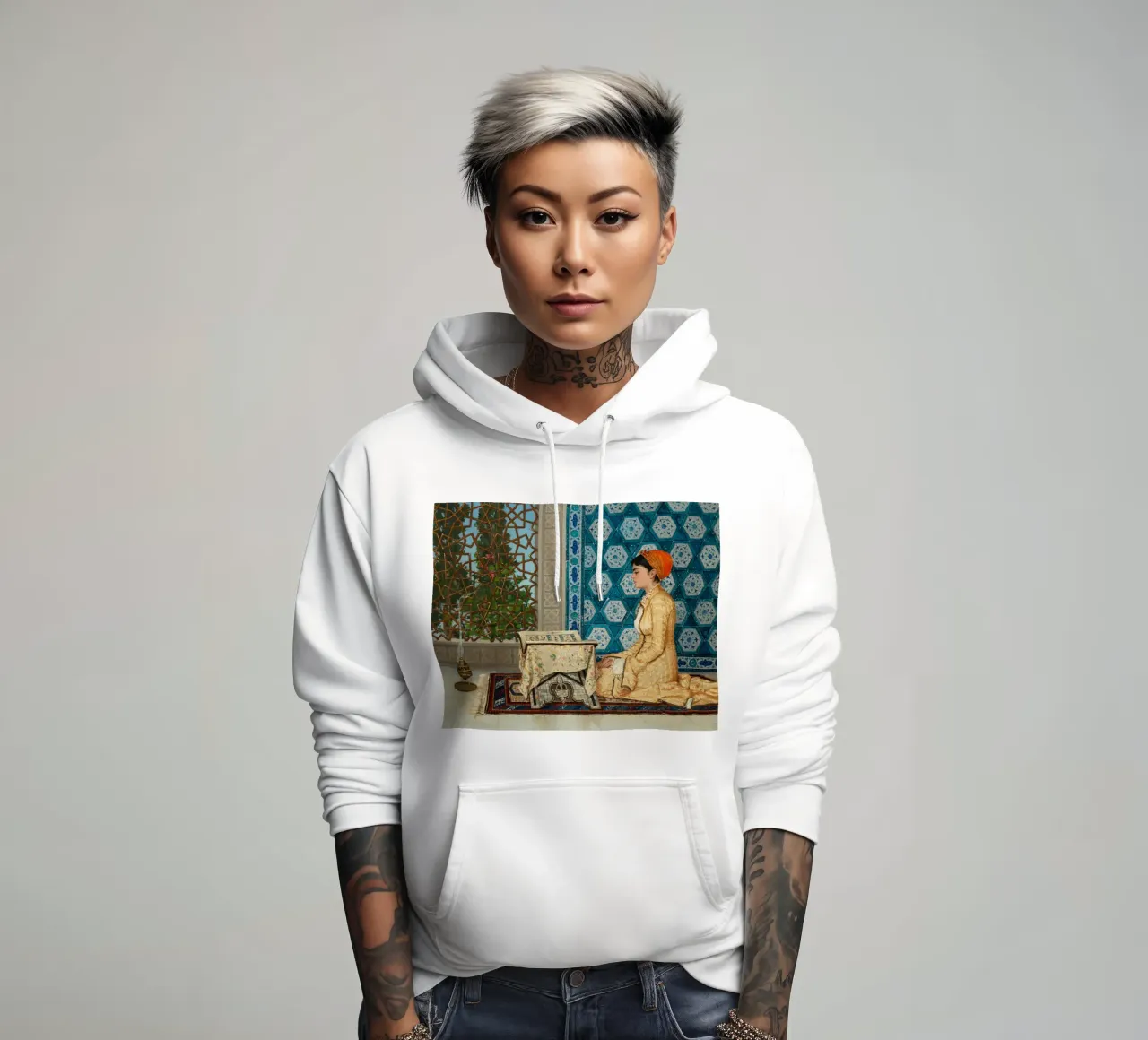 Osman Hamdi - Una joven leyendo sudadera con capucha de Timeless Artworks