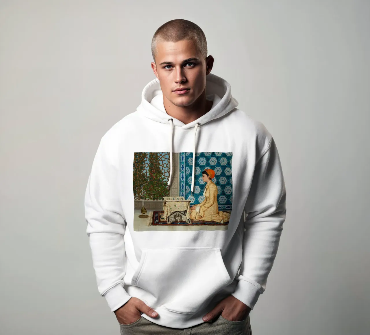 Osman Hamdi - Una joven leyendo sudadera con capucha de Timeless Artworks