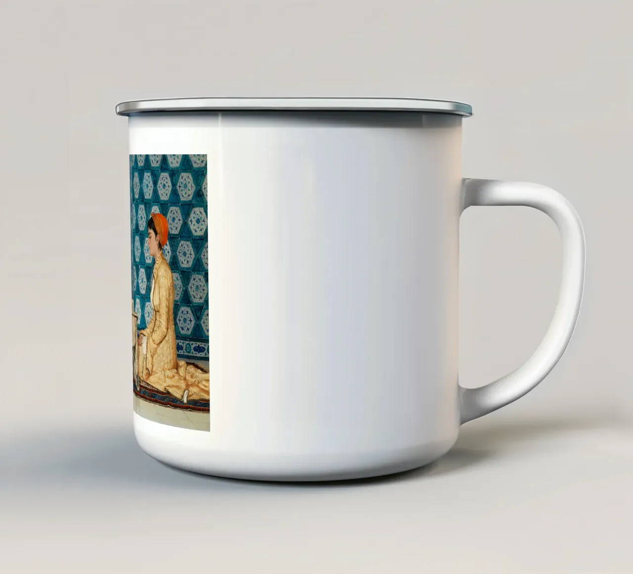 Osman Hamdi - Una joven leyendo taza de esmalte de Timeless Artworks