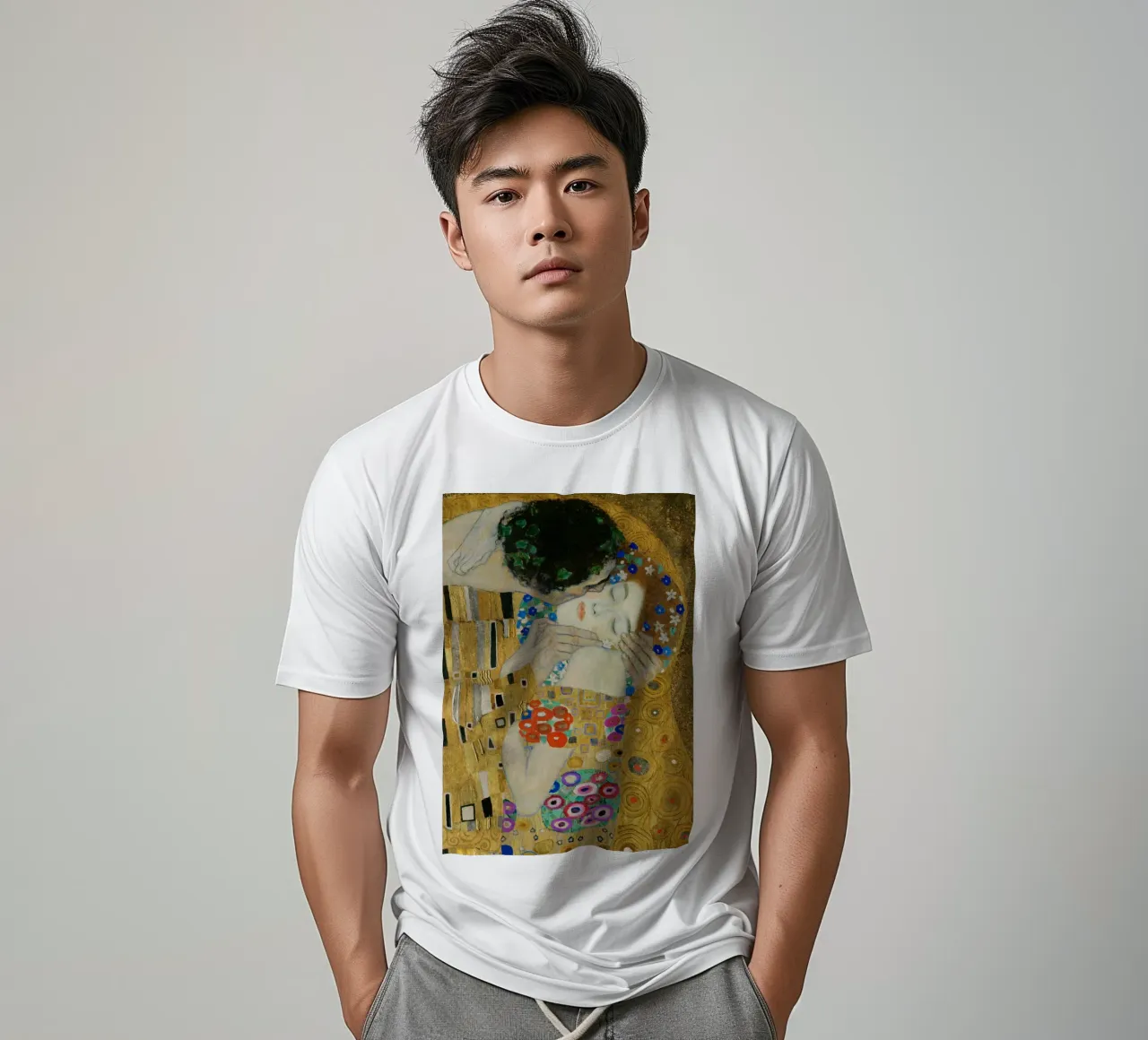 Gustav Klimt - The Kiss (detail) t-shirt by Timeless Artworks