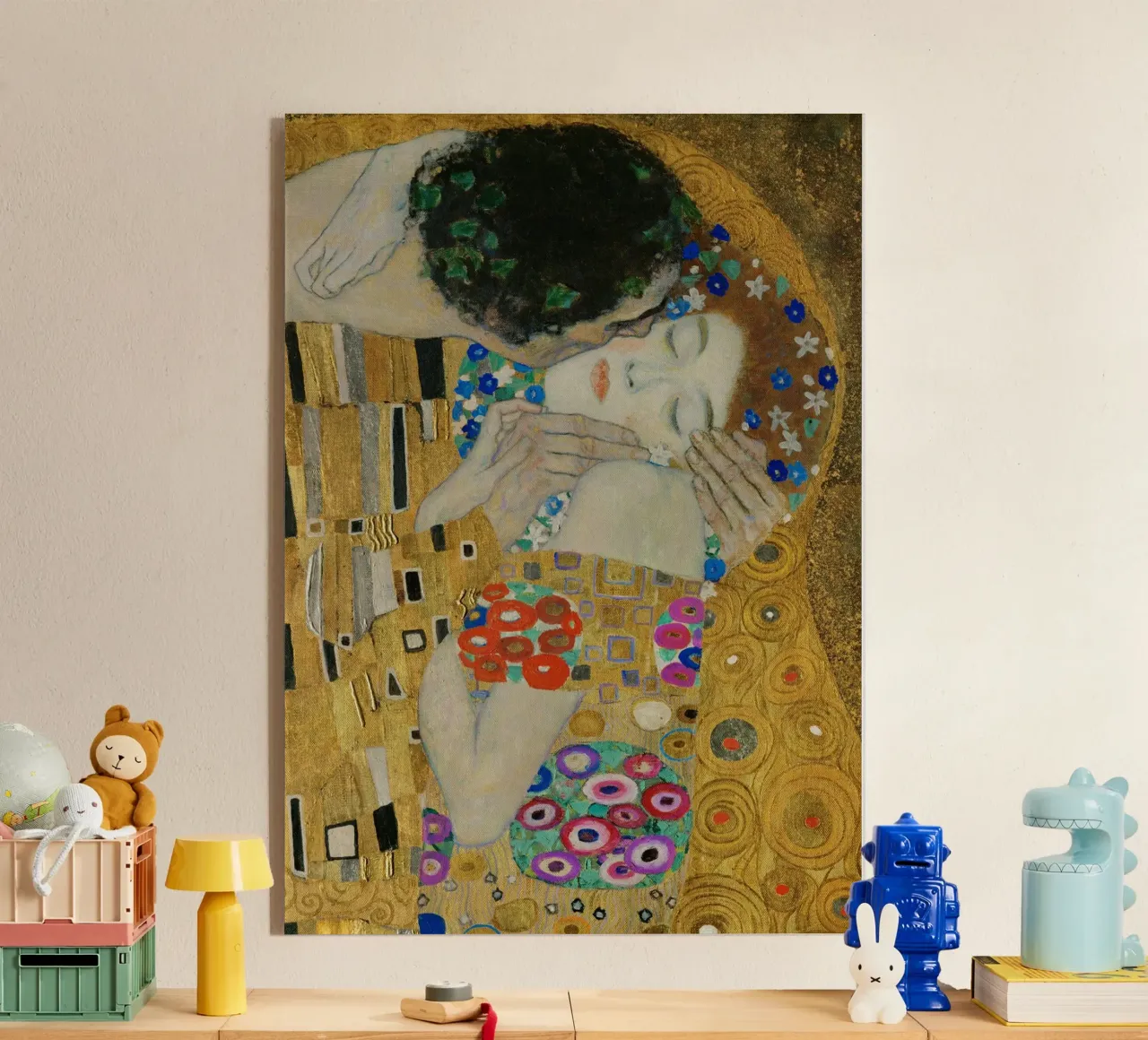 Gustav Klimt - De kus (detail) acryl van Timeless Artworks