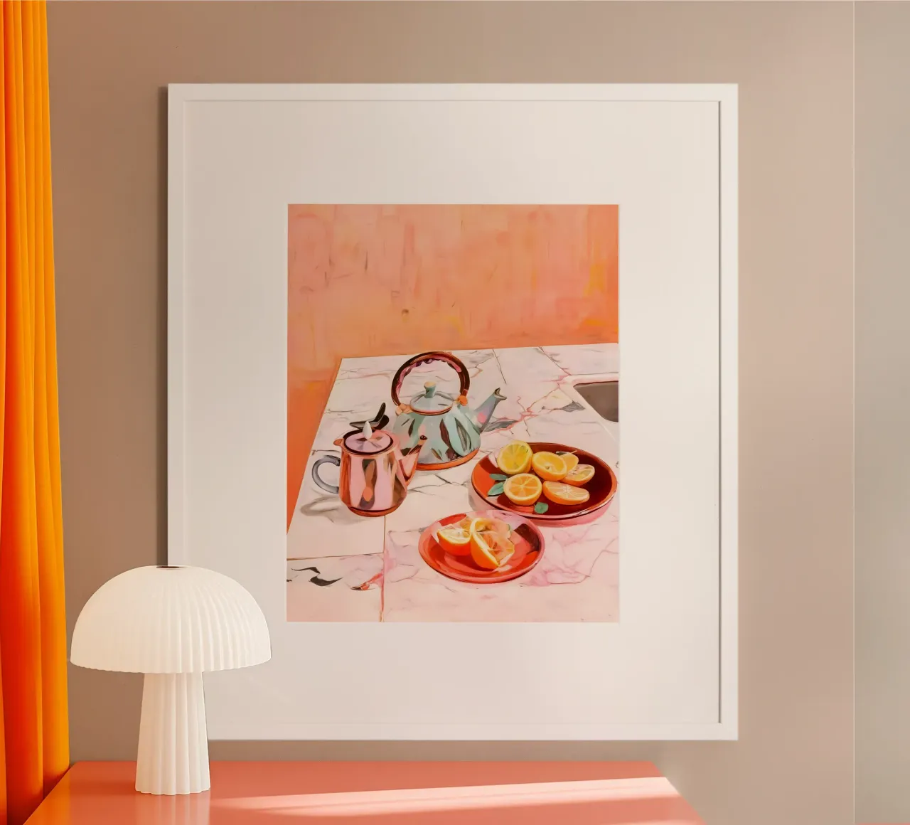 Tè e arance alle quattro poster con telaio in plastica da 83oranges