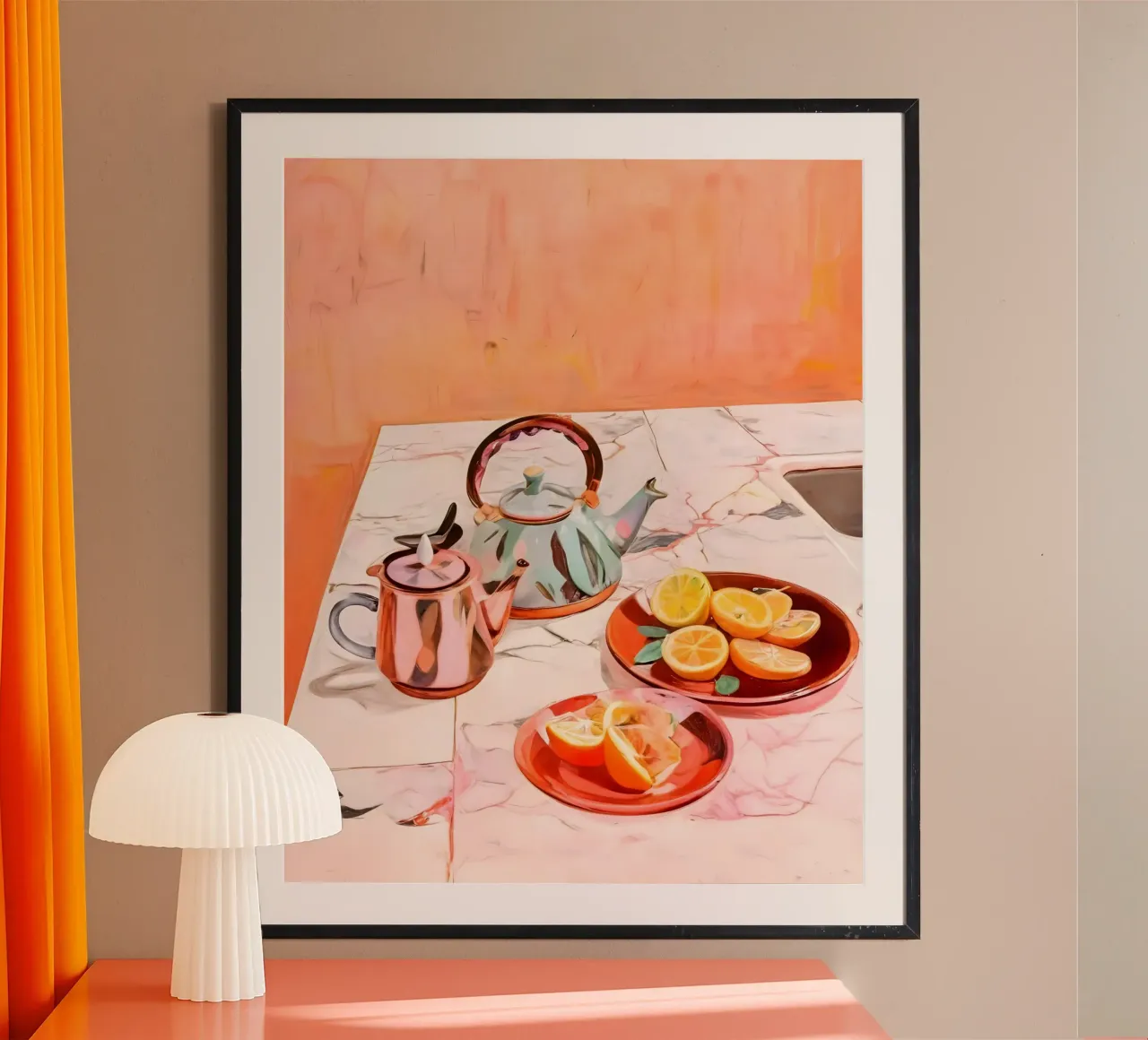 Tè e arance alle quattro poster con telaio in plastica da 83oranges